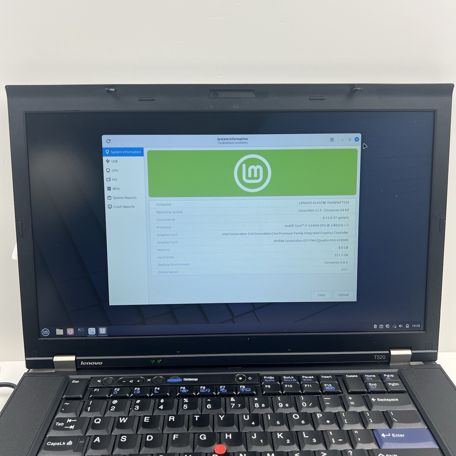 Lenovo ThinkPad T520 Intel i7-2640M 8GB 320GB HDD Linux Mint OS w/ Charger|ELP53
