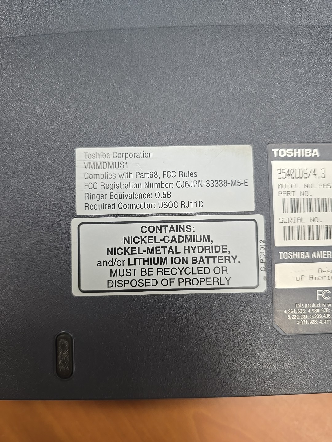 Toshiba Satellite 2540CDS AMD K6-2 333MHz 98304 KB With Power Supply