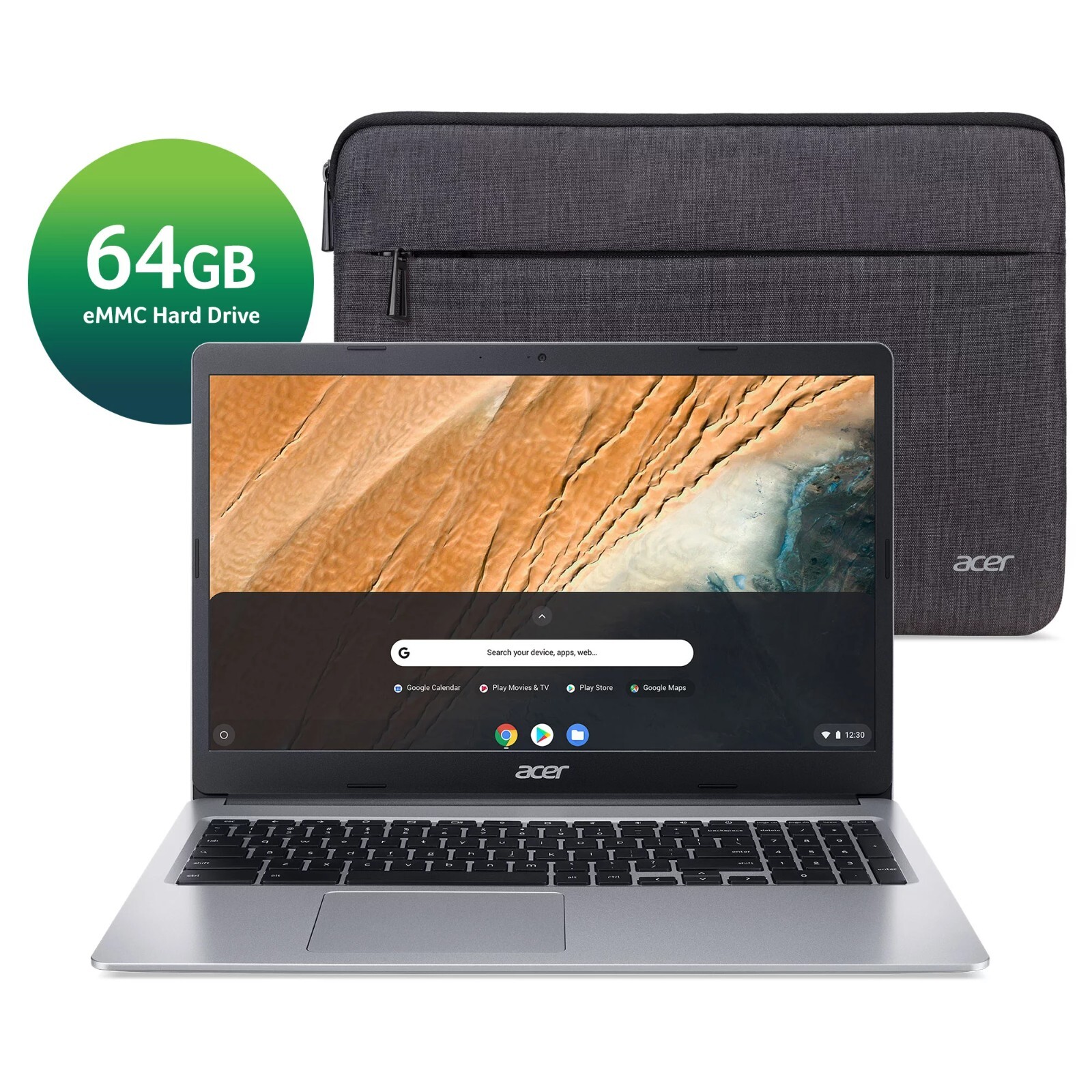 Acer Chromebook 315, 15.6″ HD, Intel Celeron N4000, 4GB LPDDR4,Pure Silver, OS