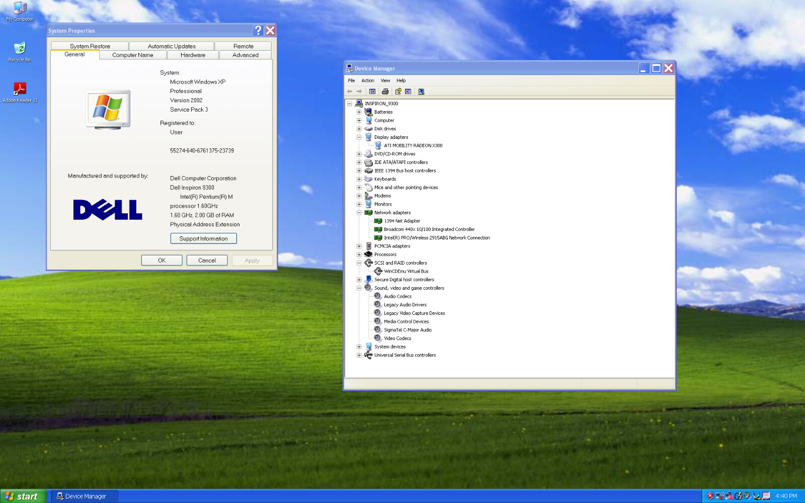 Dell Inspiron 9300 17.3″ Intel Pentium M 100GB 2GB Retro Gaming Win XP Pro