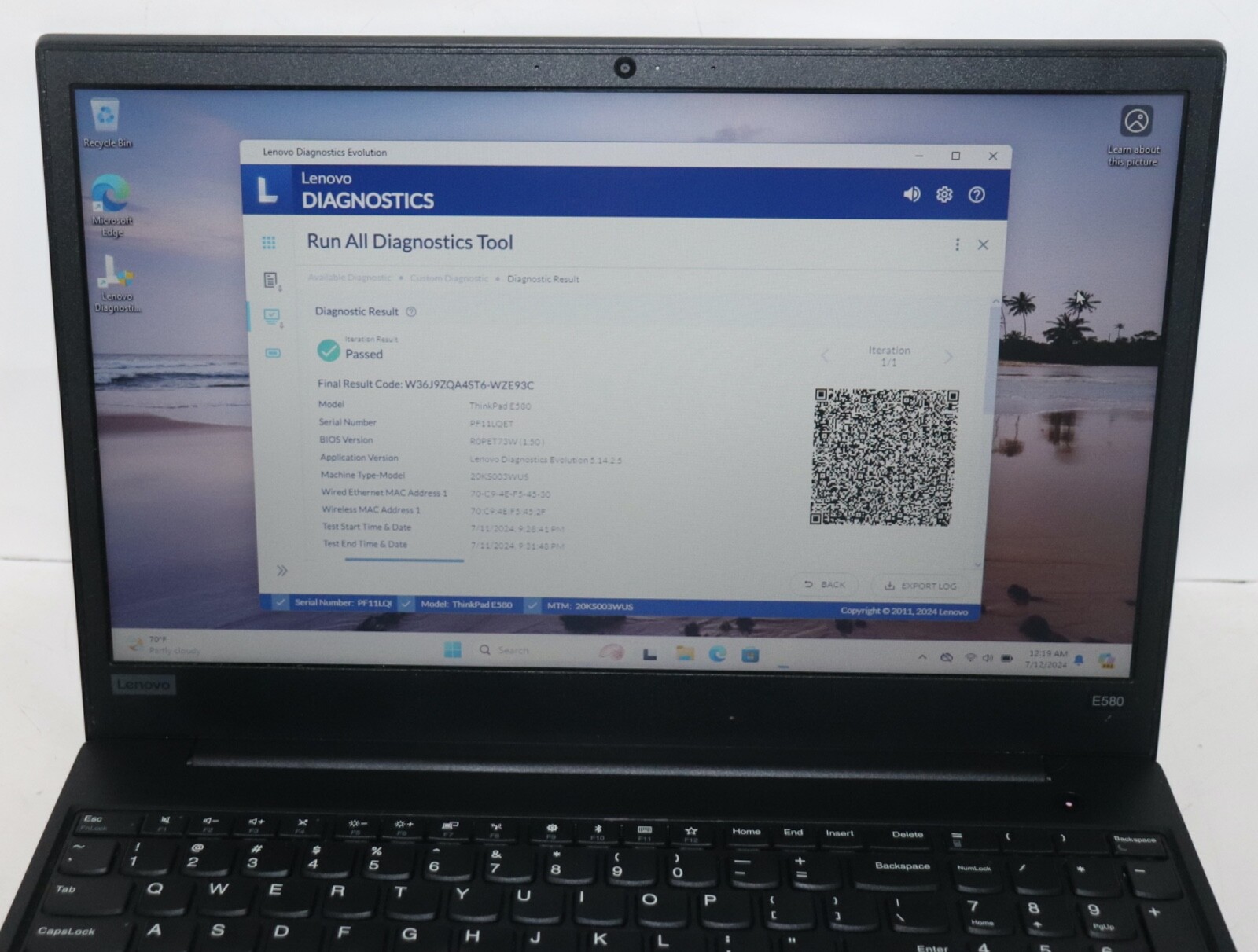 Lenovo ThinkPad E580 Inte core i5@2.60GHz|16GBRAM|256GBSSD HDD|WIN11.PRO|Webcam