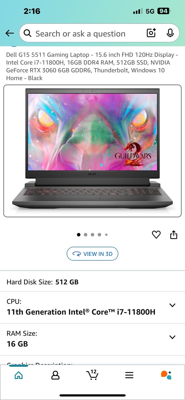 Dell G15 15.6-inch Gaming Laptop