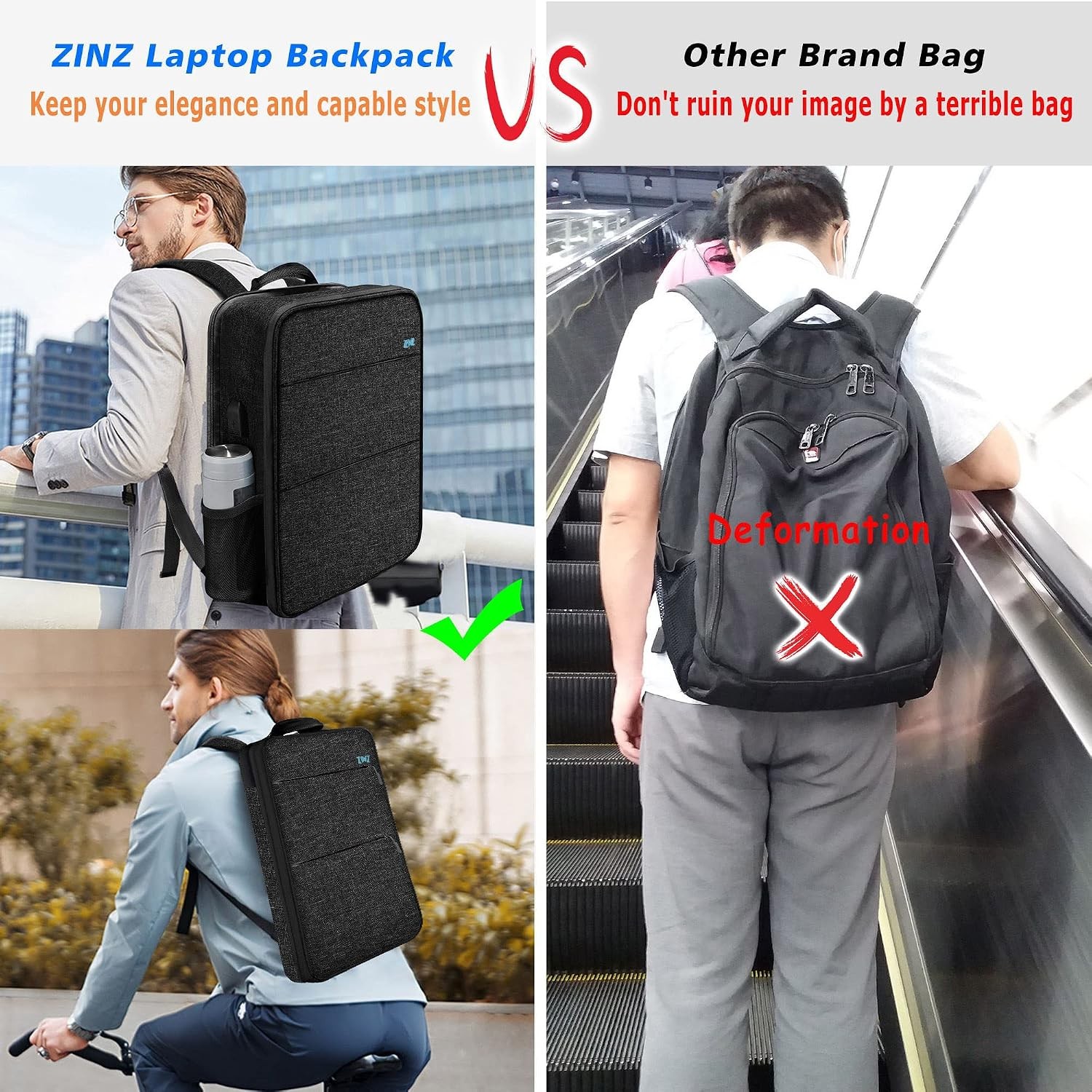 Expandable & Slim Laptop Backpack Case for 15-16 Inch Notebooks, Water Resistant