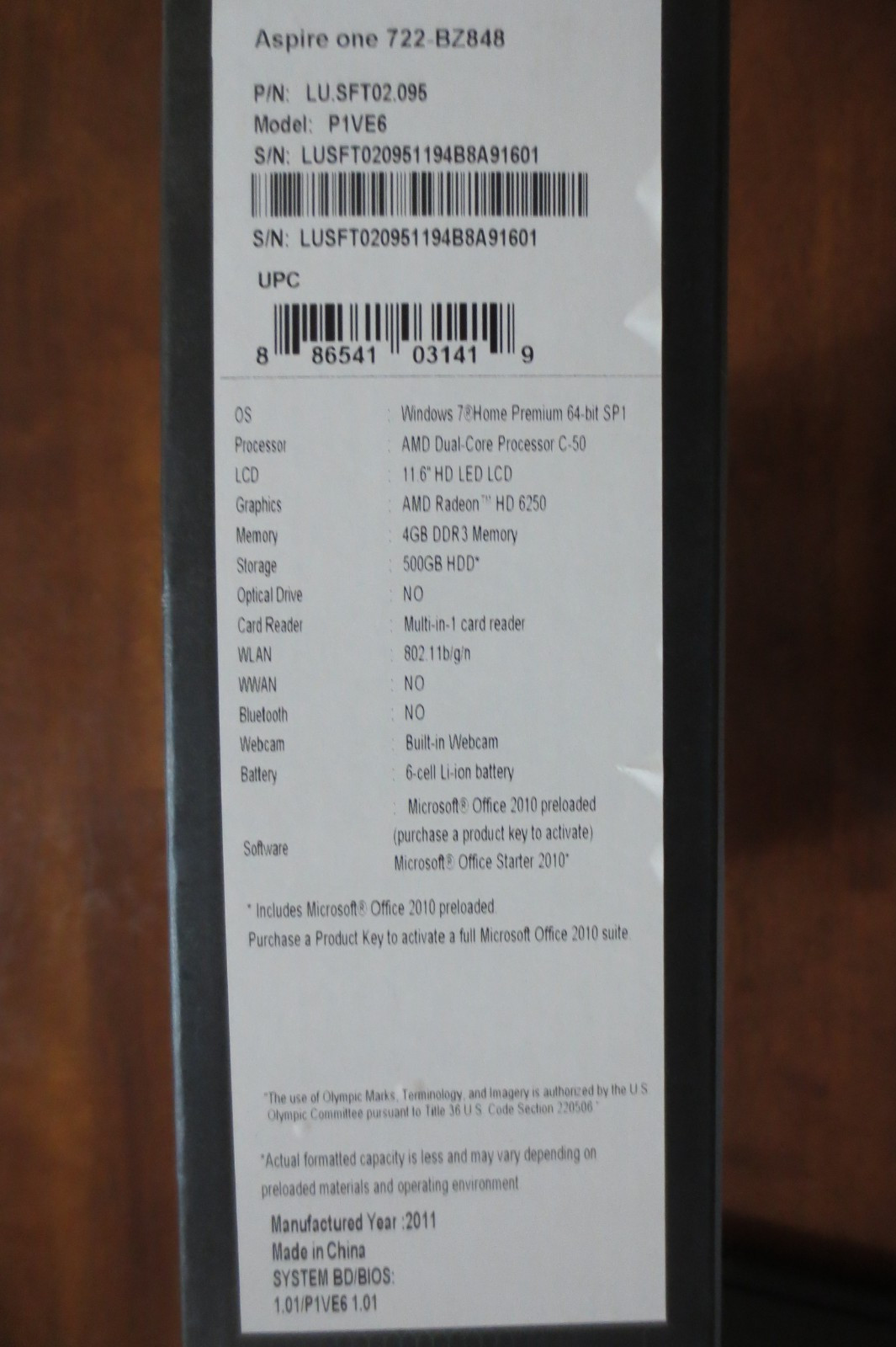 Acer-Aspire One 722-BZ848 500GB HDD with Charger and Box 11.6″ HD LED LCD