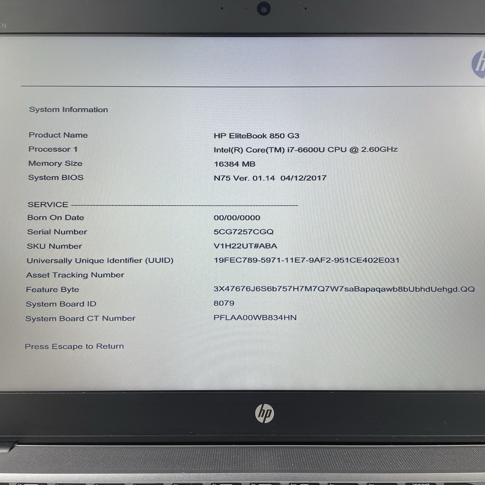 HP EliteBook 850 G3 15.6″ i7-6600U 2.60 GHz 16 GB RAM No SSD/OS/AC – Bad Bottom
