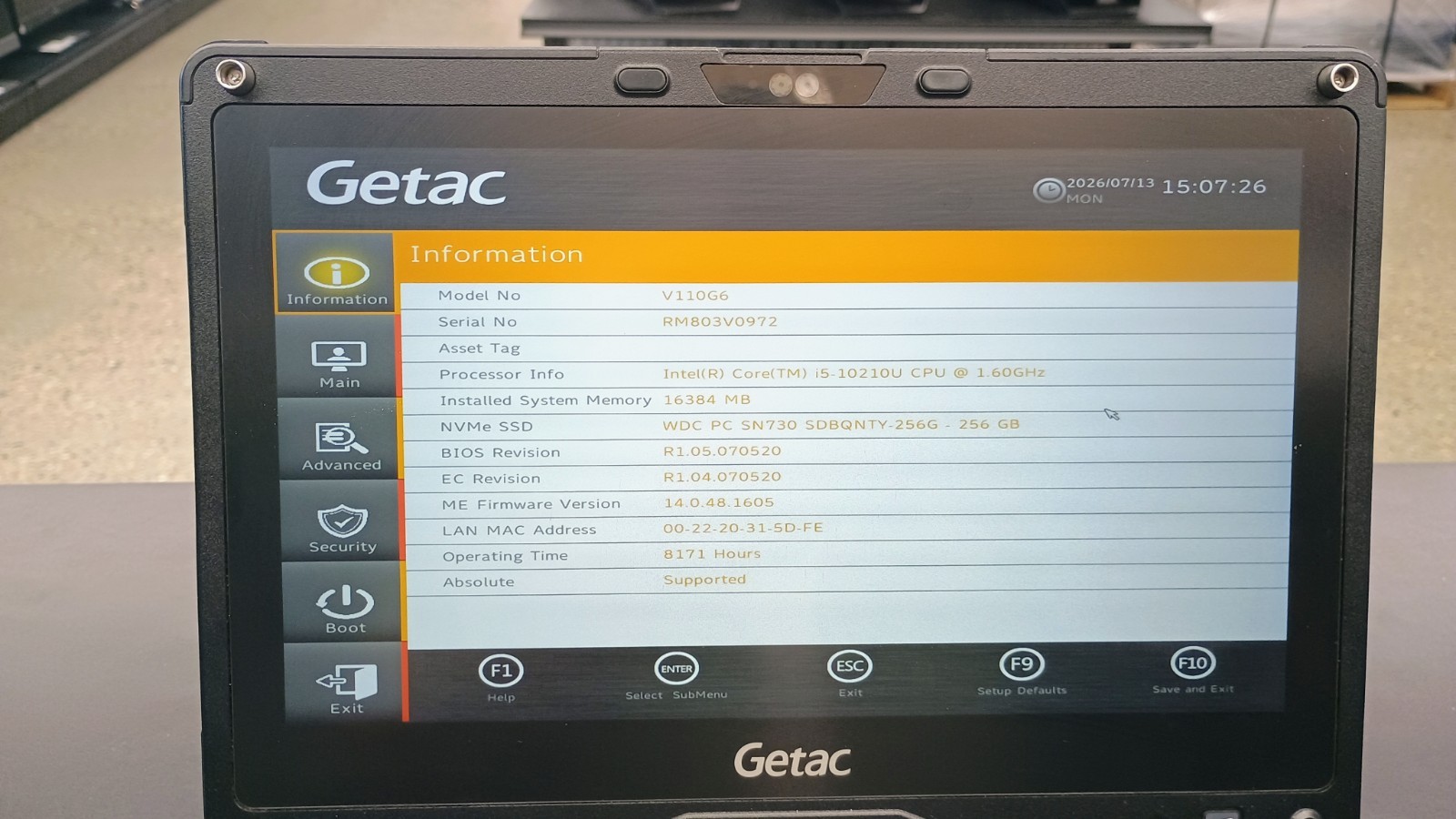 Getac V110G6 Quad Core i5-10210U 1.60GHz – 256GB SSD – 16GB – Win 11 Pro – Read