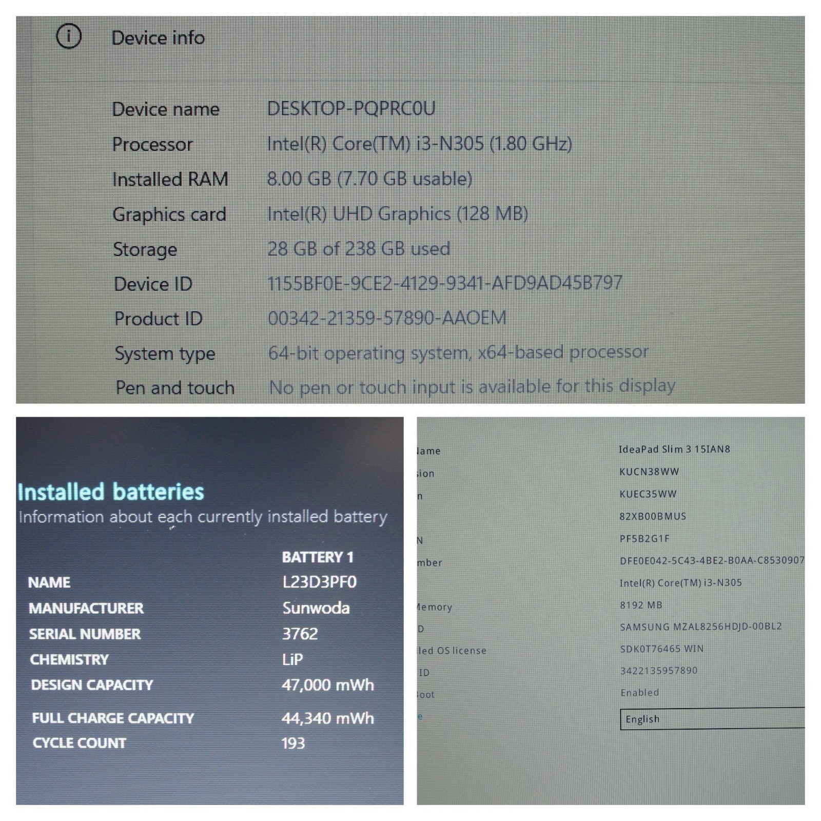 Lenovo IdeaPad Slim 3 15IAN8 15.6” FHD i3-N305 1.8GHz 8GB 256GB SSD Win11Home