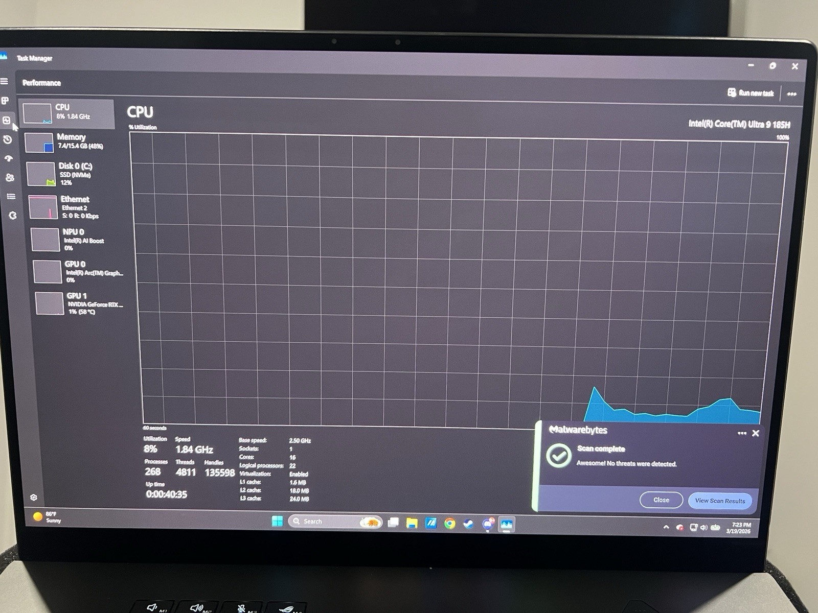 Asus ROG Zephyrus G16 RTX 4070, 16″ OLED 240Hz Ultra 9, 16GB 1TB