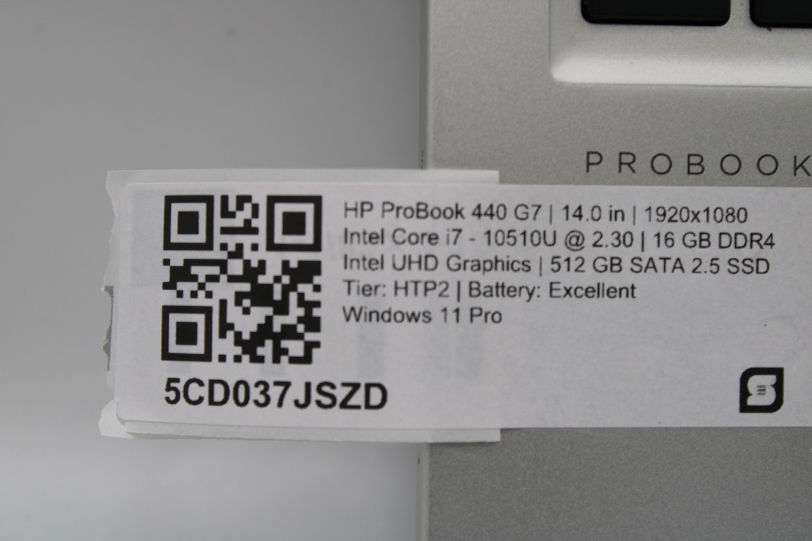 HP ProBook 440 G7 i7-10510U @ 1.8 GHz 16GB RAM 512GB SSD W11P
