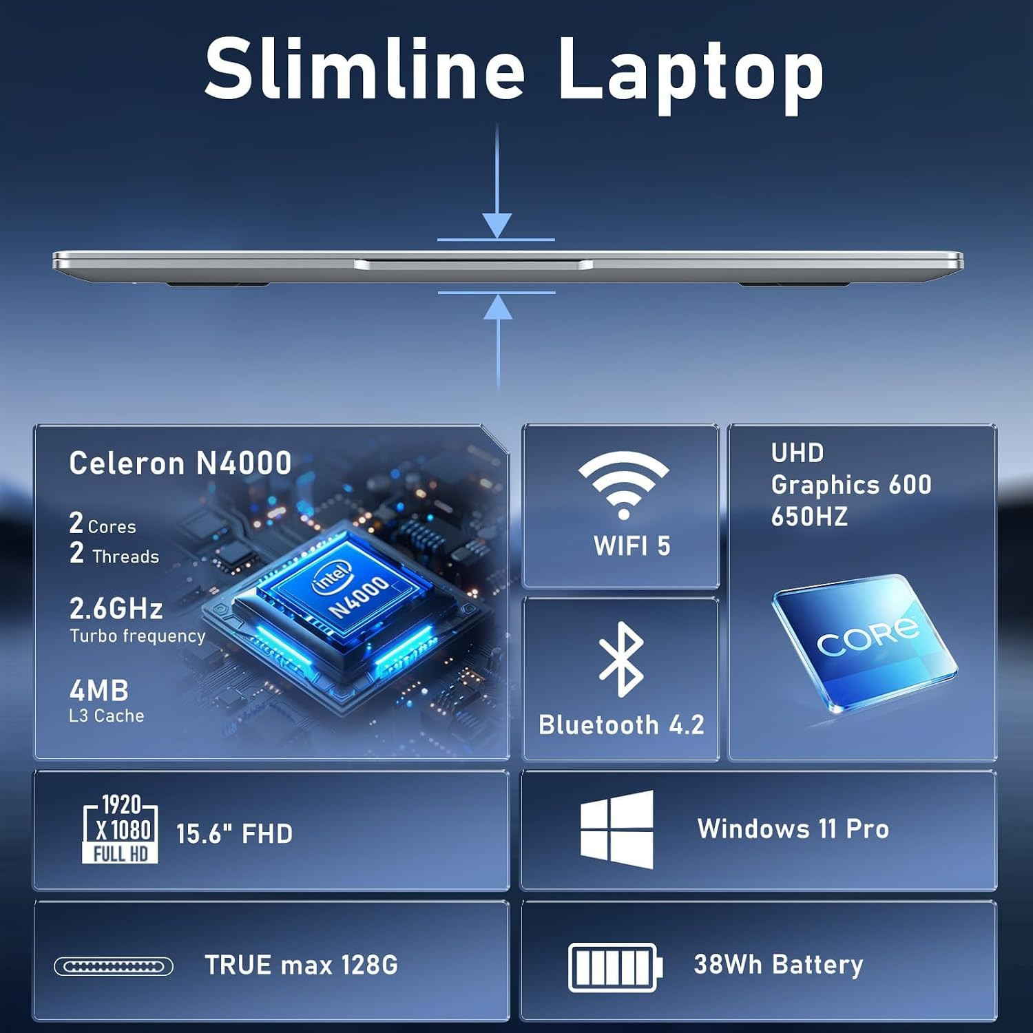 Laptop Computer, 15.6 Inch Lap Top PC 2025, Win 11 Pro, 8GB RAM 256GB SSD, N4000