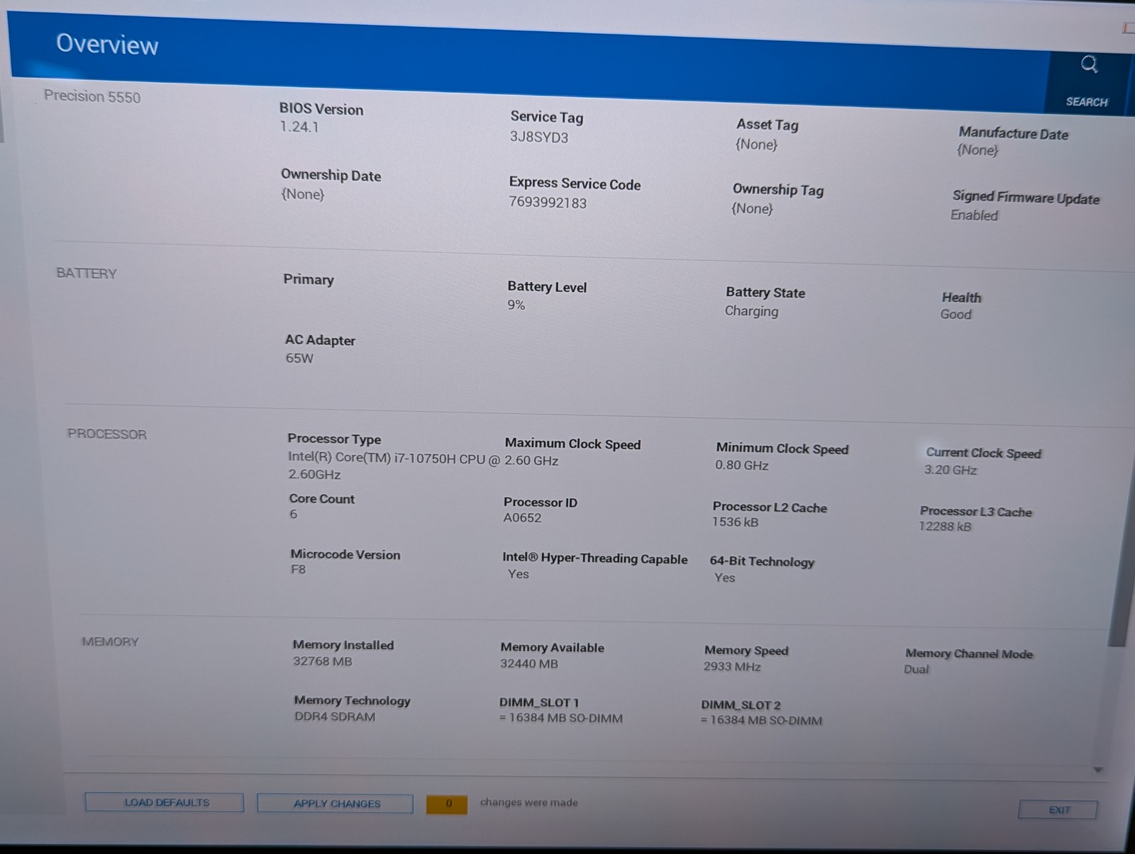 Dell Precision 5550 i7 2.60GHz 32GB RAM 1TB SSD Grade D