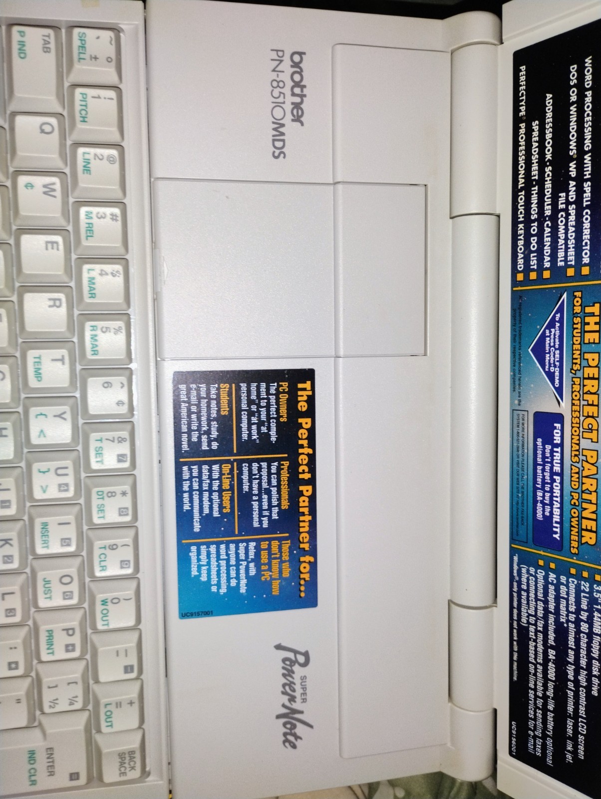 Brother PowerNote PN-8510MDS 8.5″ V30 7.16MHz 256KB Floppy Modem White