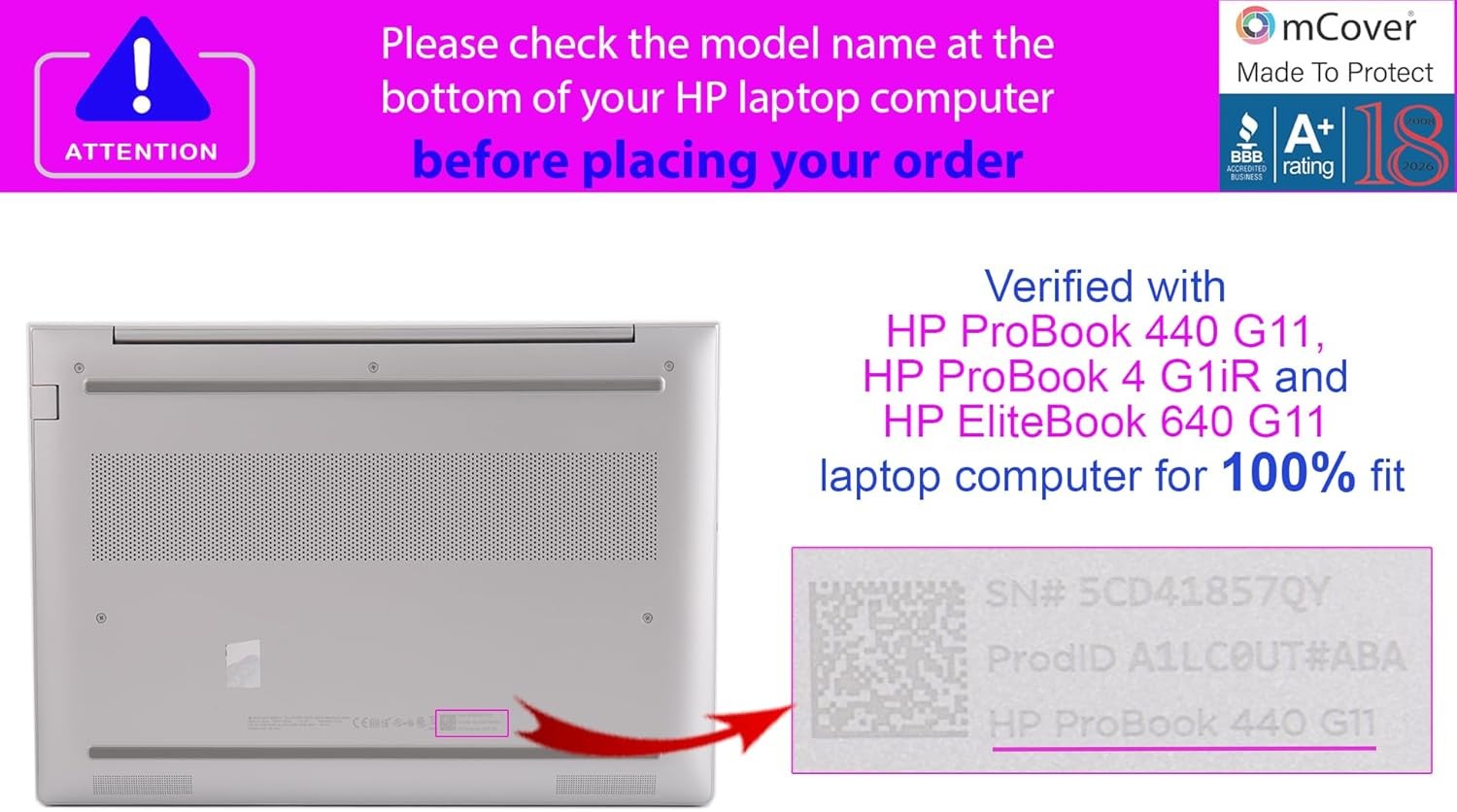 Black Case for 2024-2025 14″ HP ProBook 440/445 G11 Series Notebooks Only