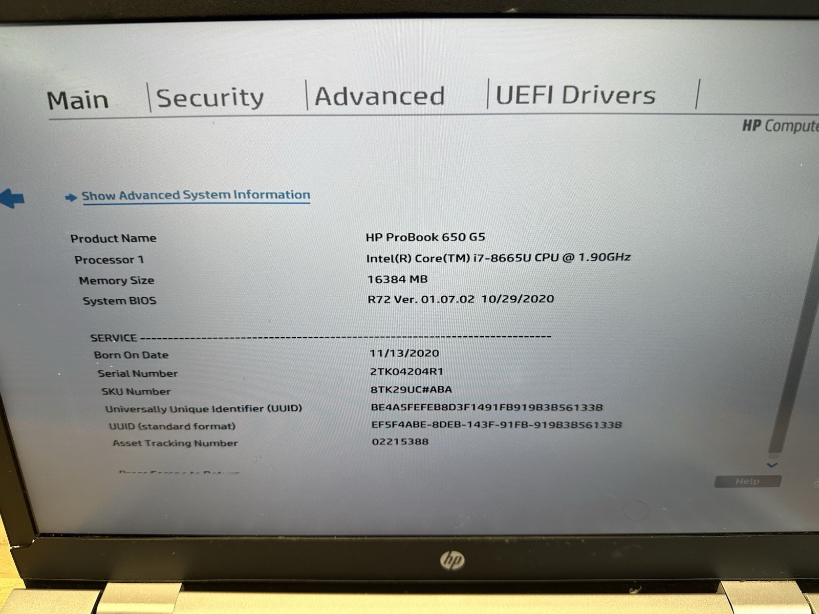 HP ProBook 650 G5 i7-8665U 16GB RAM NO SSD – BROKEN HINGE/FRAME *FOR REPAIR*