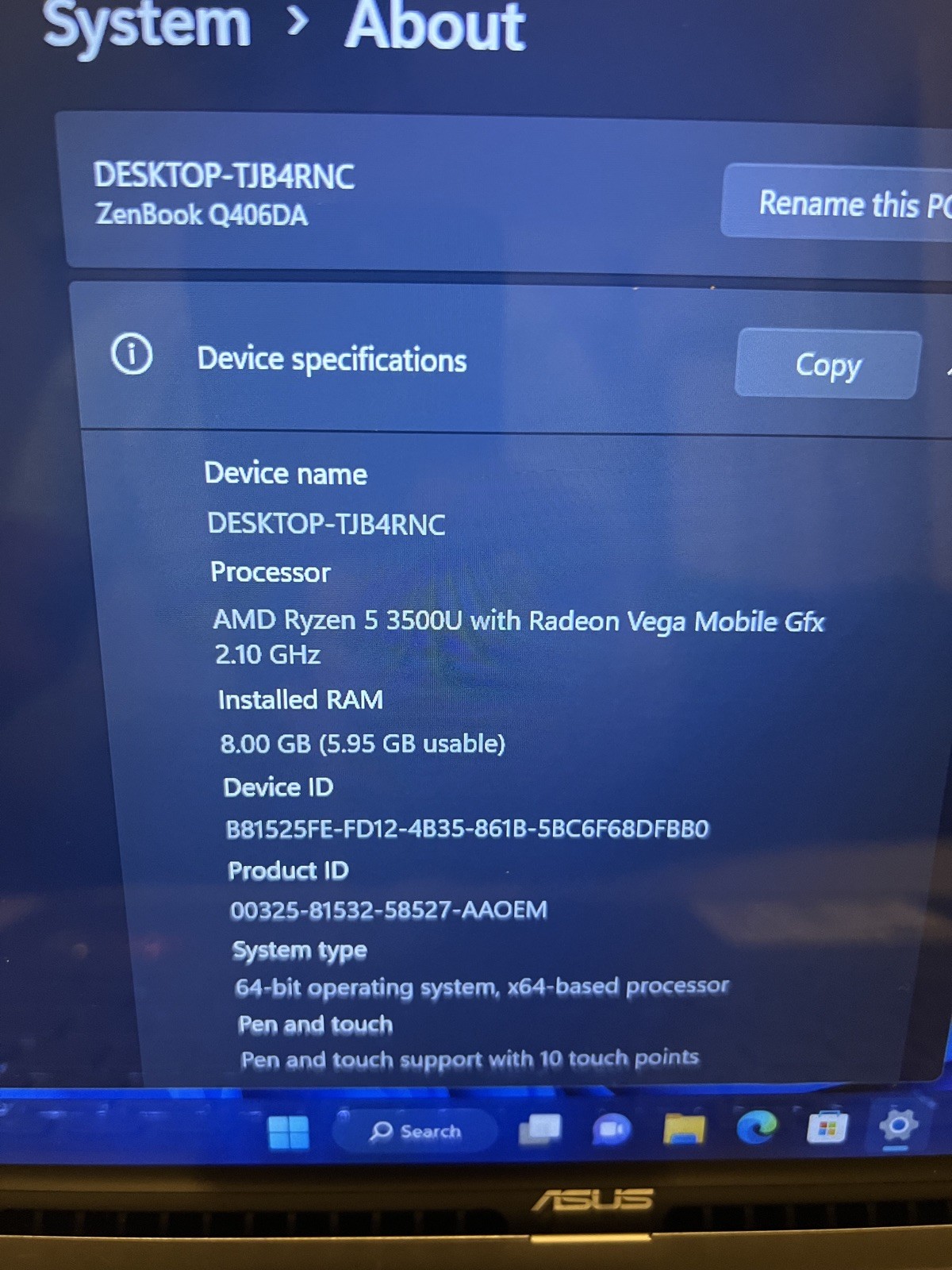 Asus ZeenBook Q406DA Ryzen 5 3500U AMD Vega 8 Touchscreen Display flip tablet