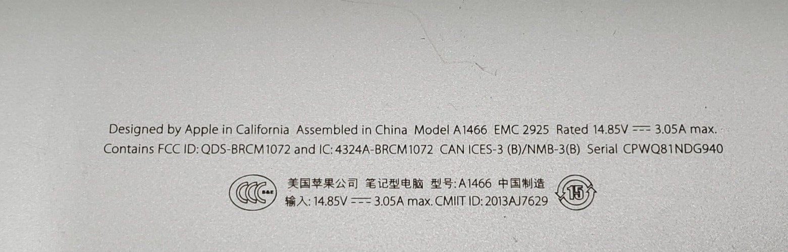 2015 Apple MacBook Air 13″ i5 1.6GHz 4GB RAM 128GB SSD Silver A1466 PW :12345