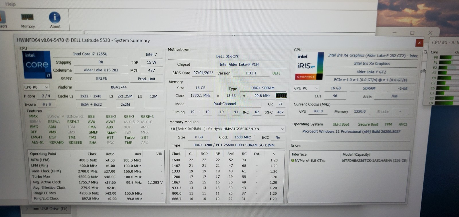 Dell Latitude 5530 Laptop i7-12th Gen 16GB RAM 256GB SSD W11P BIOS Locked