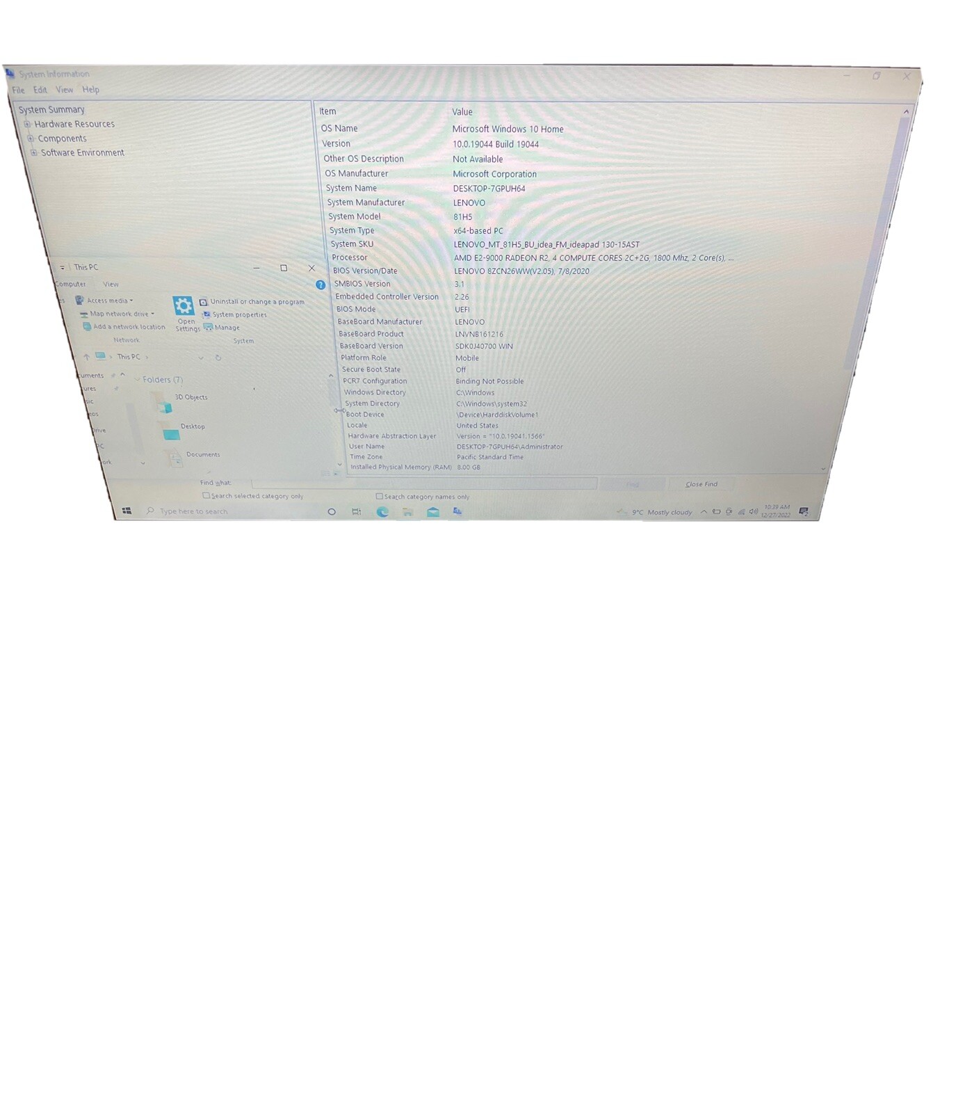 Lenovo IdeaPad 130-15AST 15.6″ AMD E2-9000 8GB 500GB Win 10