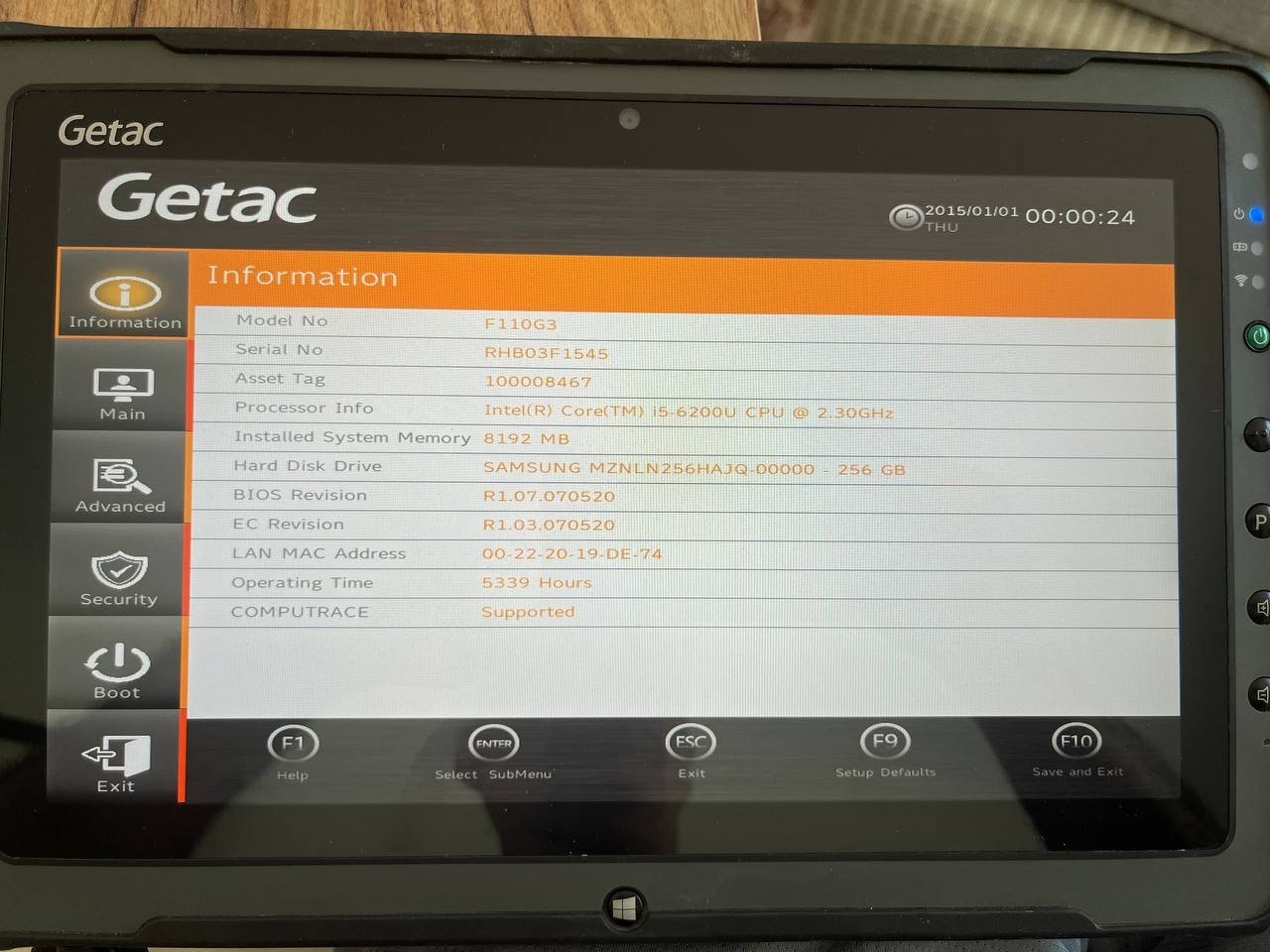 Getac F110 Rugged Tablet Computer i5-4300U 4GB 120GB WiFi WIN10