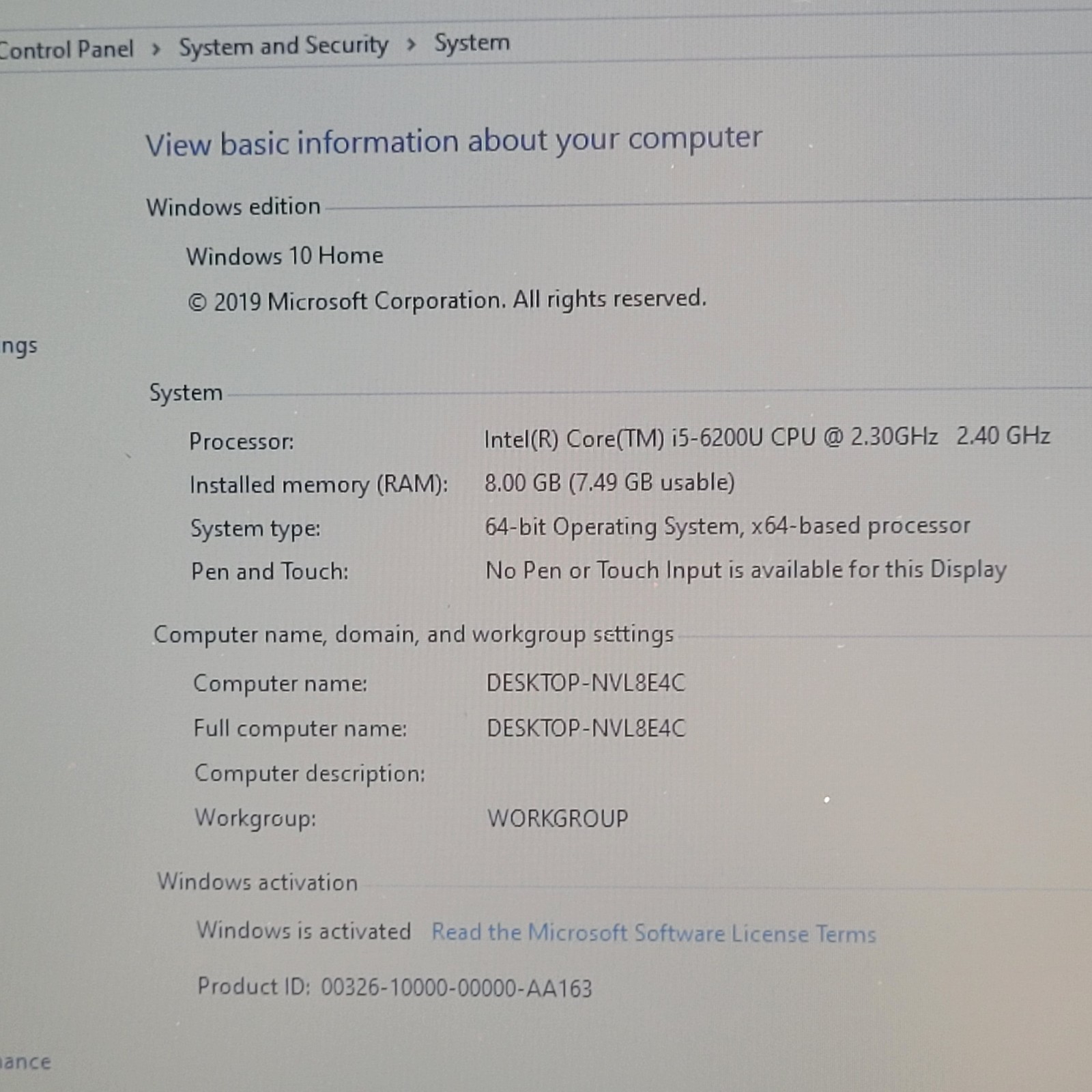 15.6″ Lenovo E560 Laptop i5-6200U @ 2.30GHz 8GB Ram 128GB SSD WIN10 Home (#4)