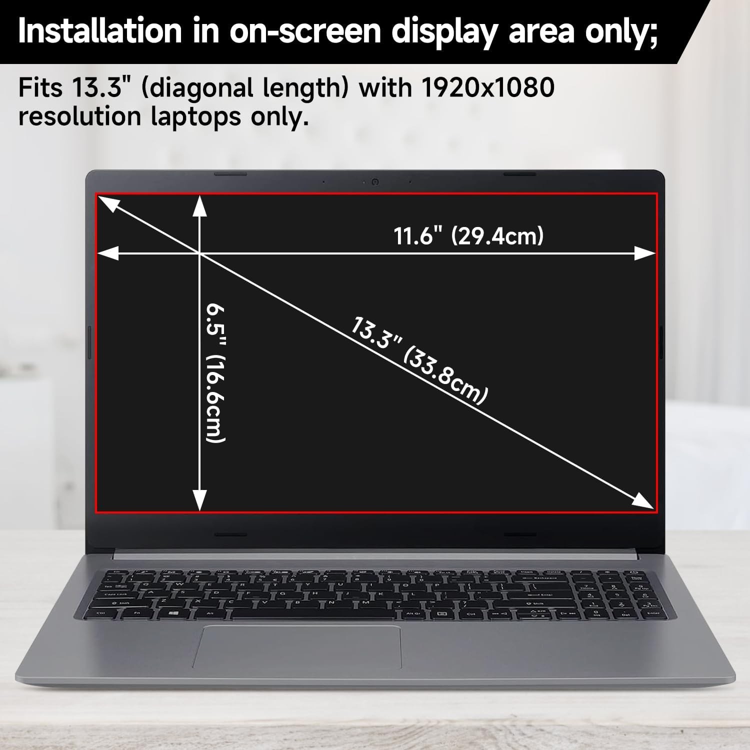 13.3 Inch 1920x1080P Laptop Privacy Screen Filter, Anti Blue Light Glare & Scrat