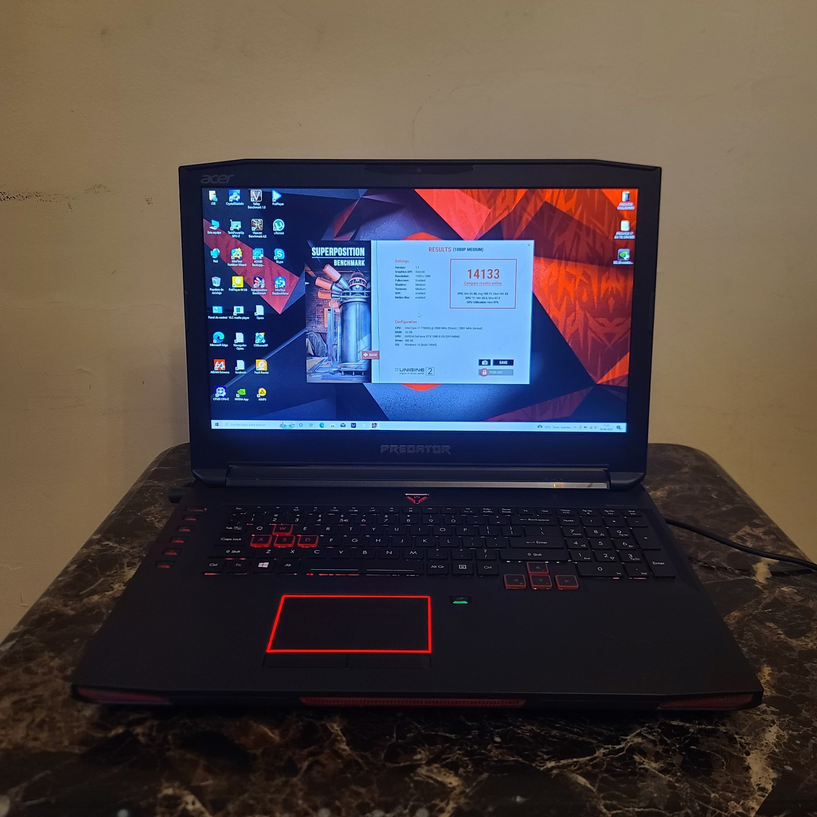 PREDATOR GX-792 GAMING LAPTOP CORE i7-7700HQ 16GB RAM GTX 1080 512GB NVME