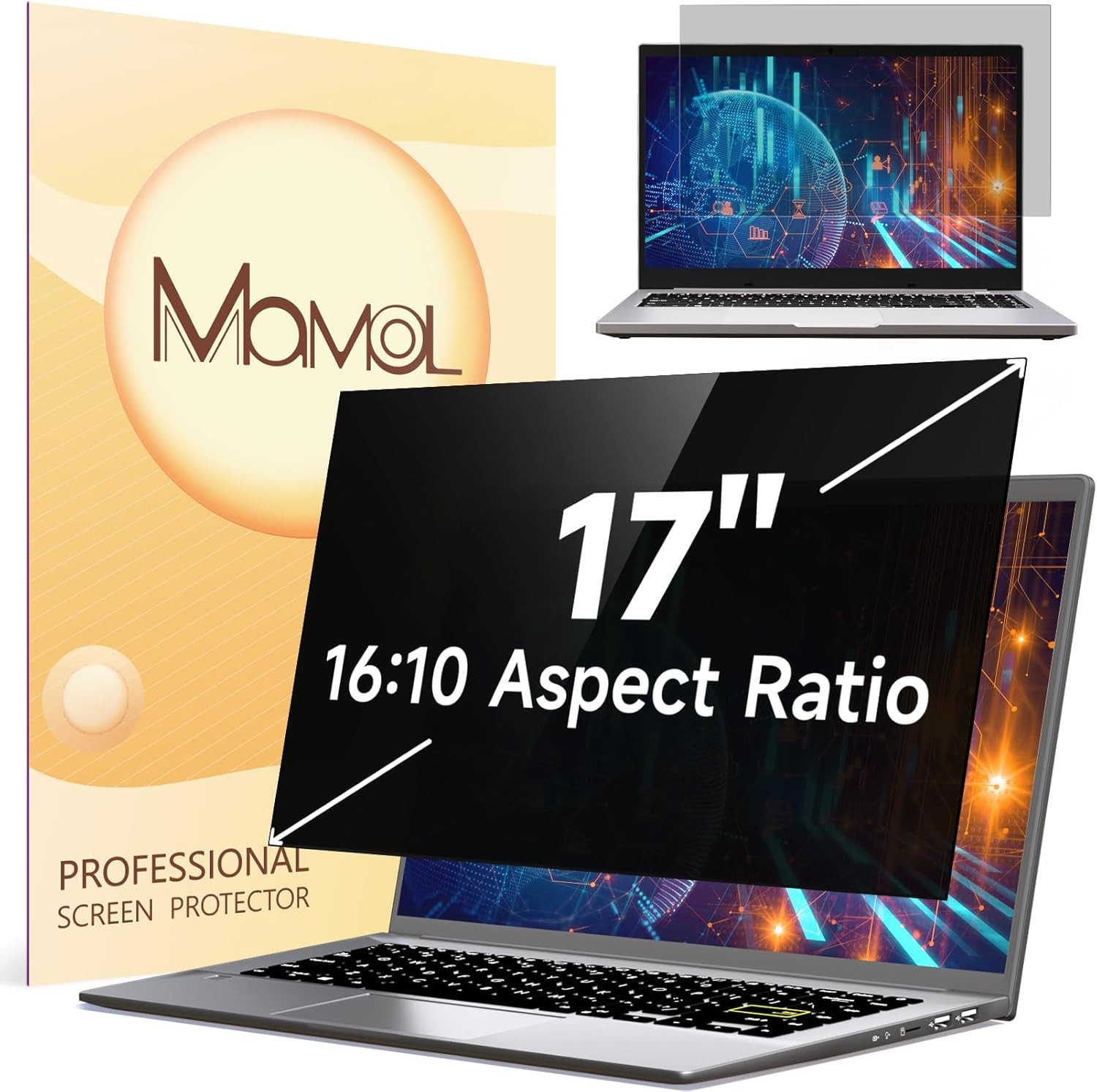 17 Inch Laptop Privacy Screen for 16:10 Widescreen, Anti-Glare Blue Light Filter