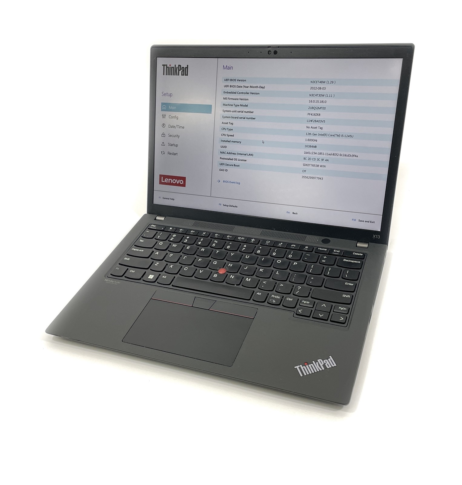 Lenovo ThinkPad X13 Gen 3 Laptop i5-1245U 1.6GHz 256GB SSD 16GB RAM WIN 11