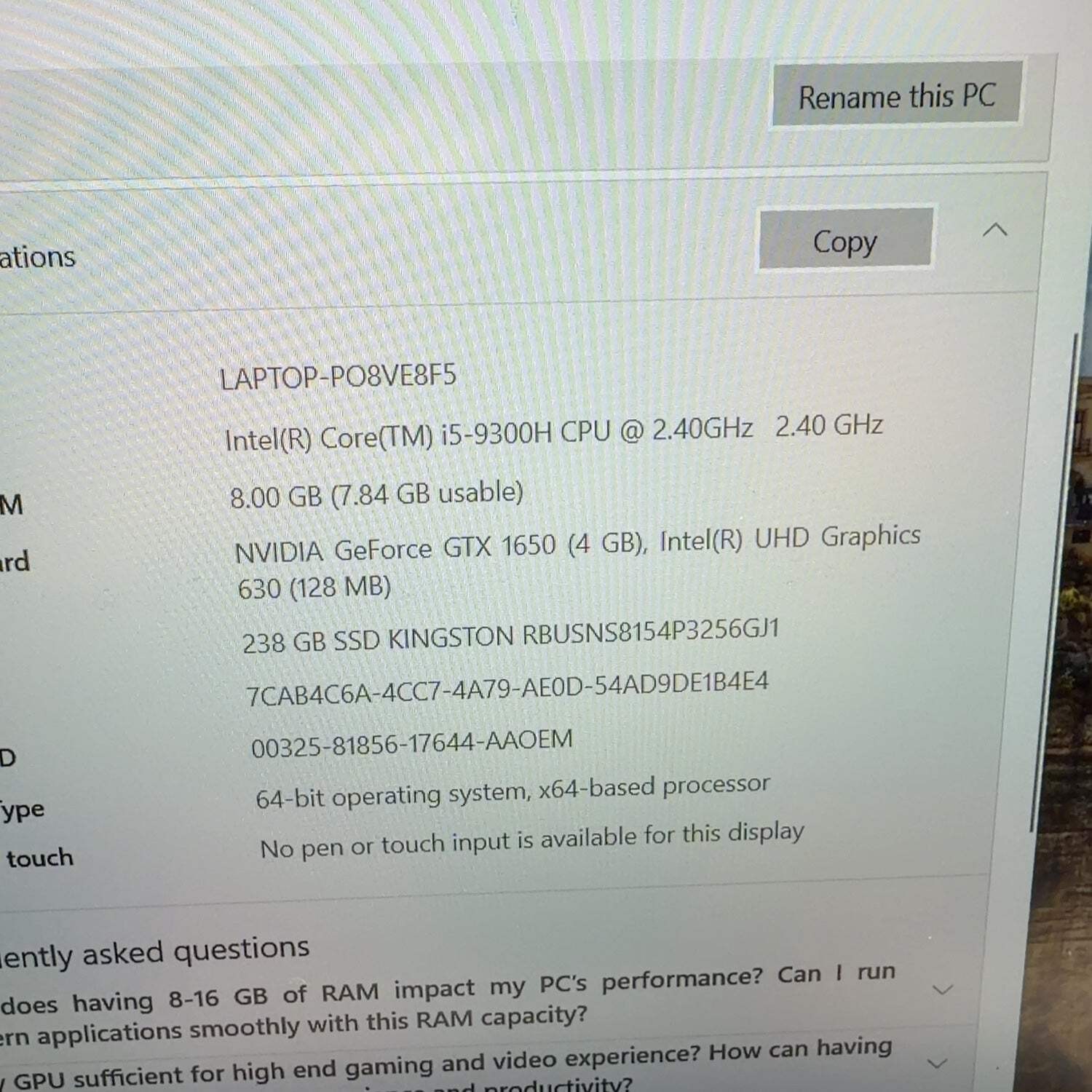 Acer Nitro 5 AN515-54 15.6″ i5-9300H 2.4GHz 8GB RAM 256GB SSD GeForce GTX 1650