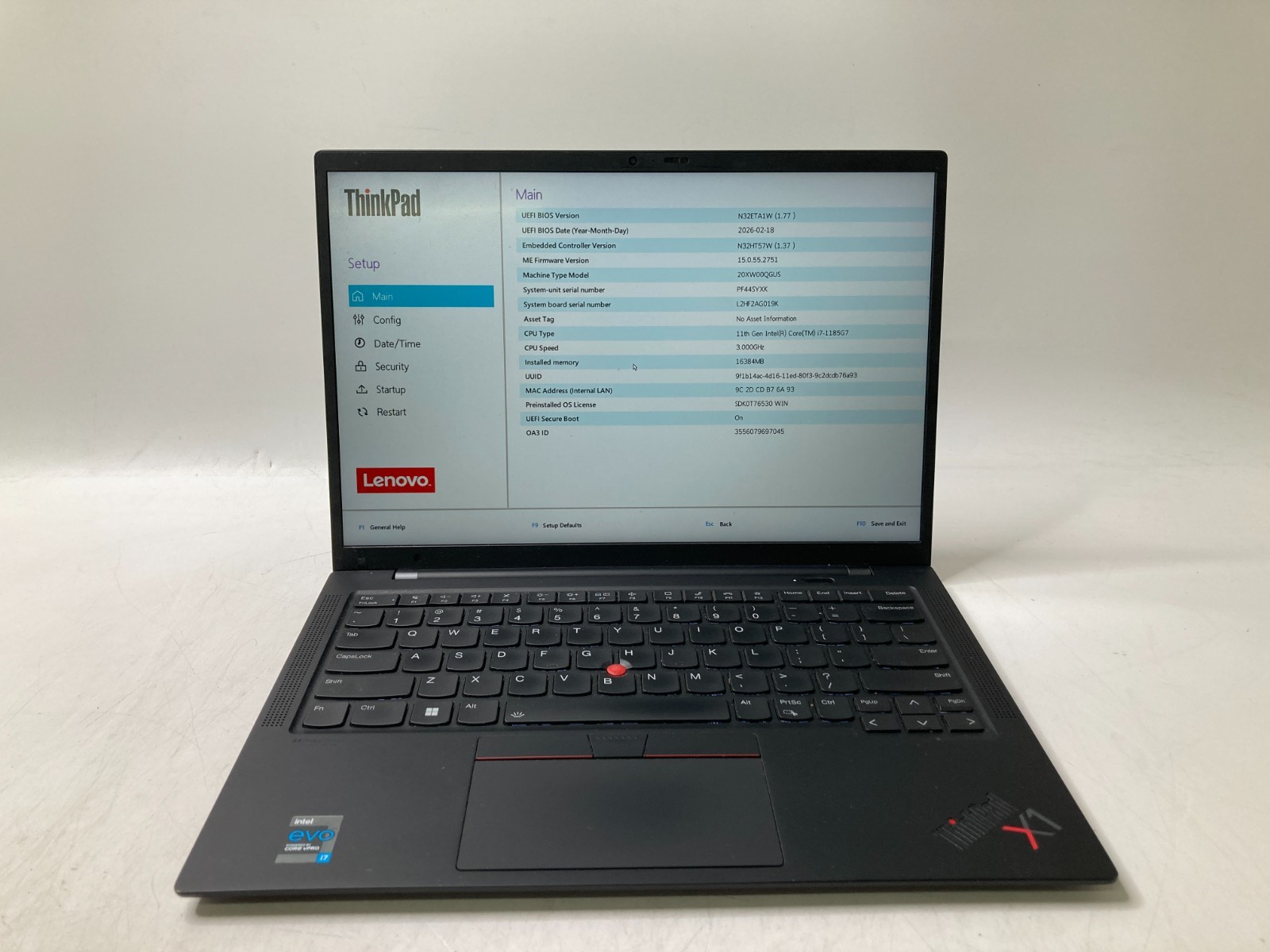 Lenovo ThinkPad Carbon Gen9 i7-1145G7 16GB No HDD Bad Speakers & Trackpad *Parts