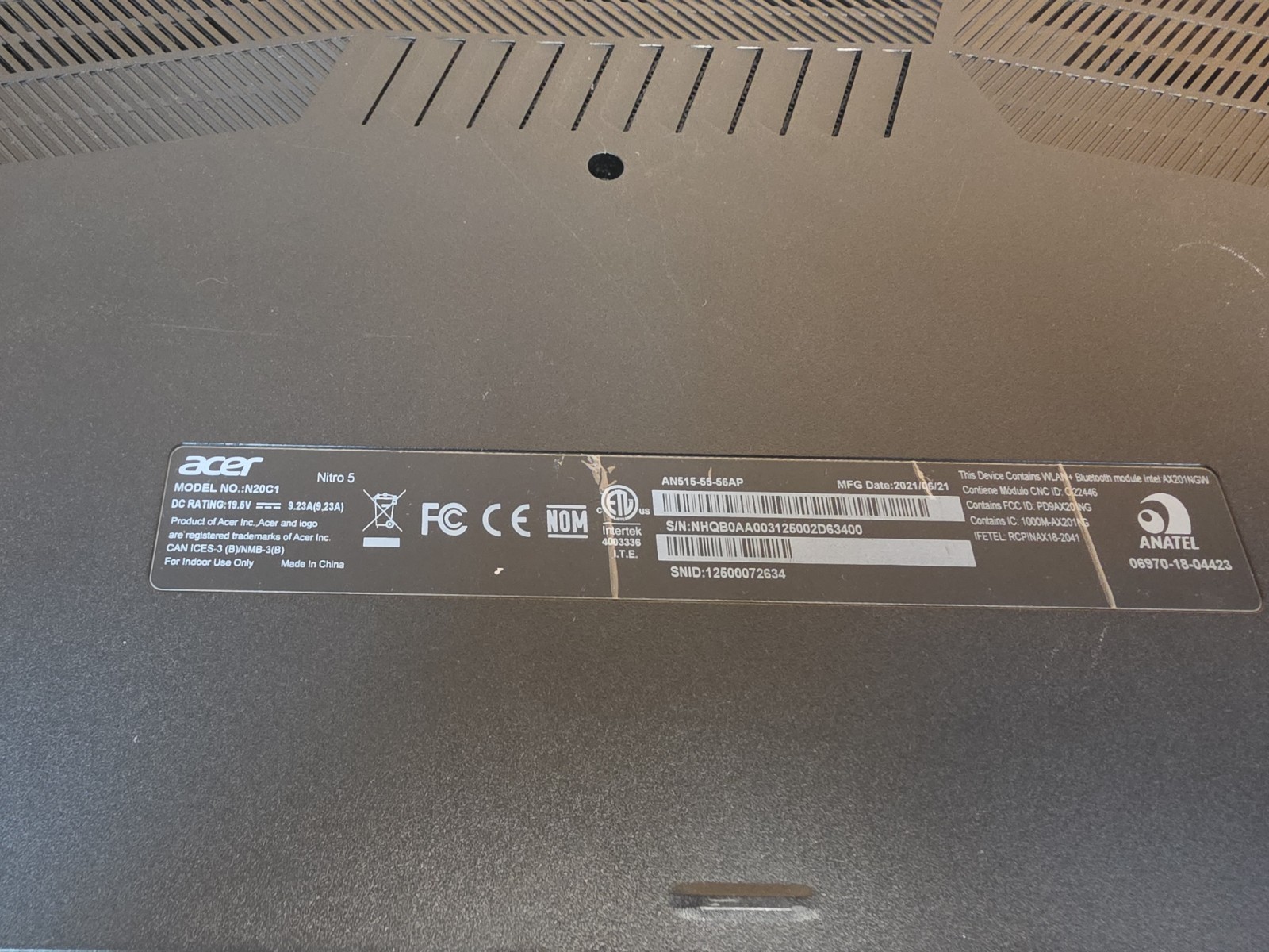 Acer Nitro 5 Gaming laptop RTX 3050 Intel i5 10300h 144hz screen – PARTS /REPAIR