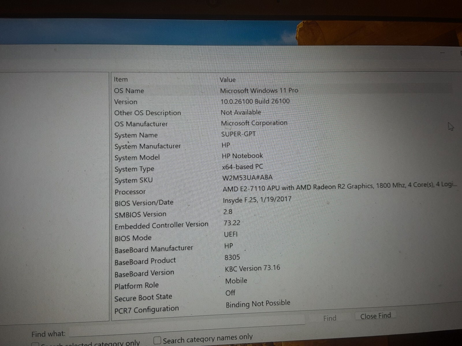 BAD Batt – HP 8305 Notebook 4GB RAM, 32GB SSD AMD Radeon APU A6-6200 R3 Graphics