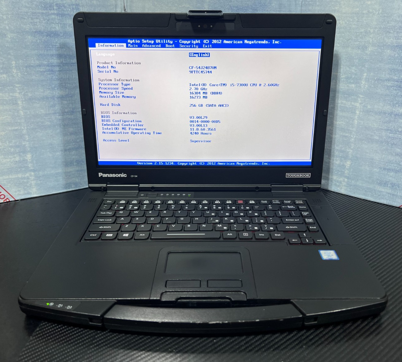 CF-54J2487VM, i5-7300U @2.60GHz, 256GB SSD M.2, 16GB, TOUCHSCREEN, 4G LTE, 4240H