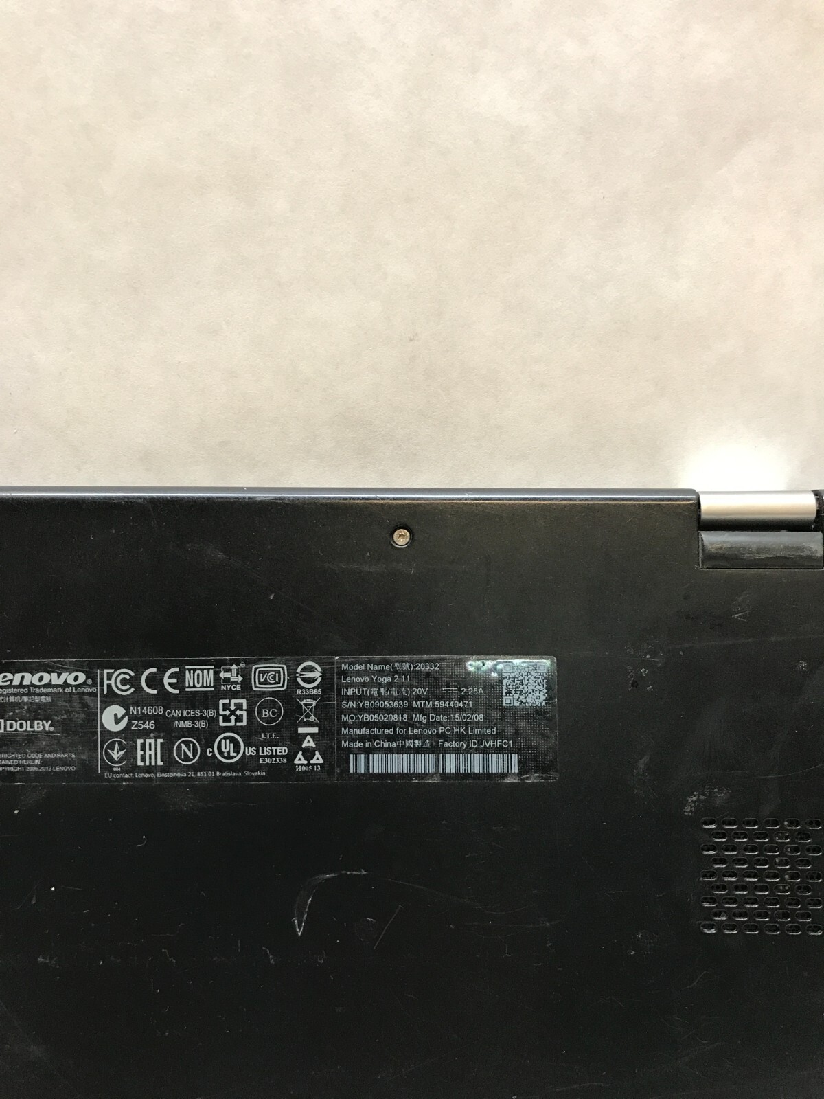 Lenovo Yoga 2 11 Laptop 11″ Pentium N3540 2.16GHz 4GB RAM 500GB HDD NO OS – -DW
