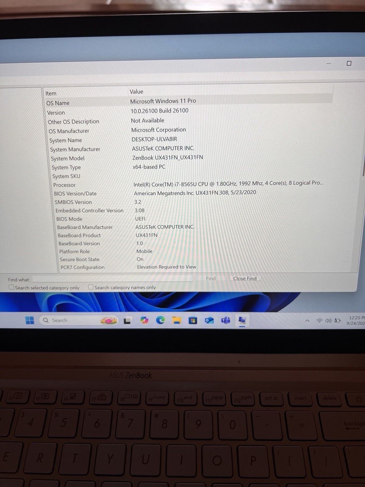 Asus zenbook Ux431f, i7-8565U , 16G Ram, UHD Intel Graphics, 256G, Win11 Pro