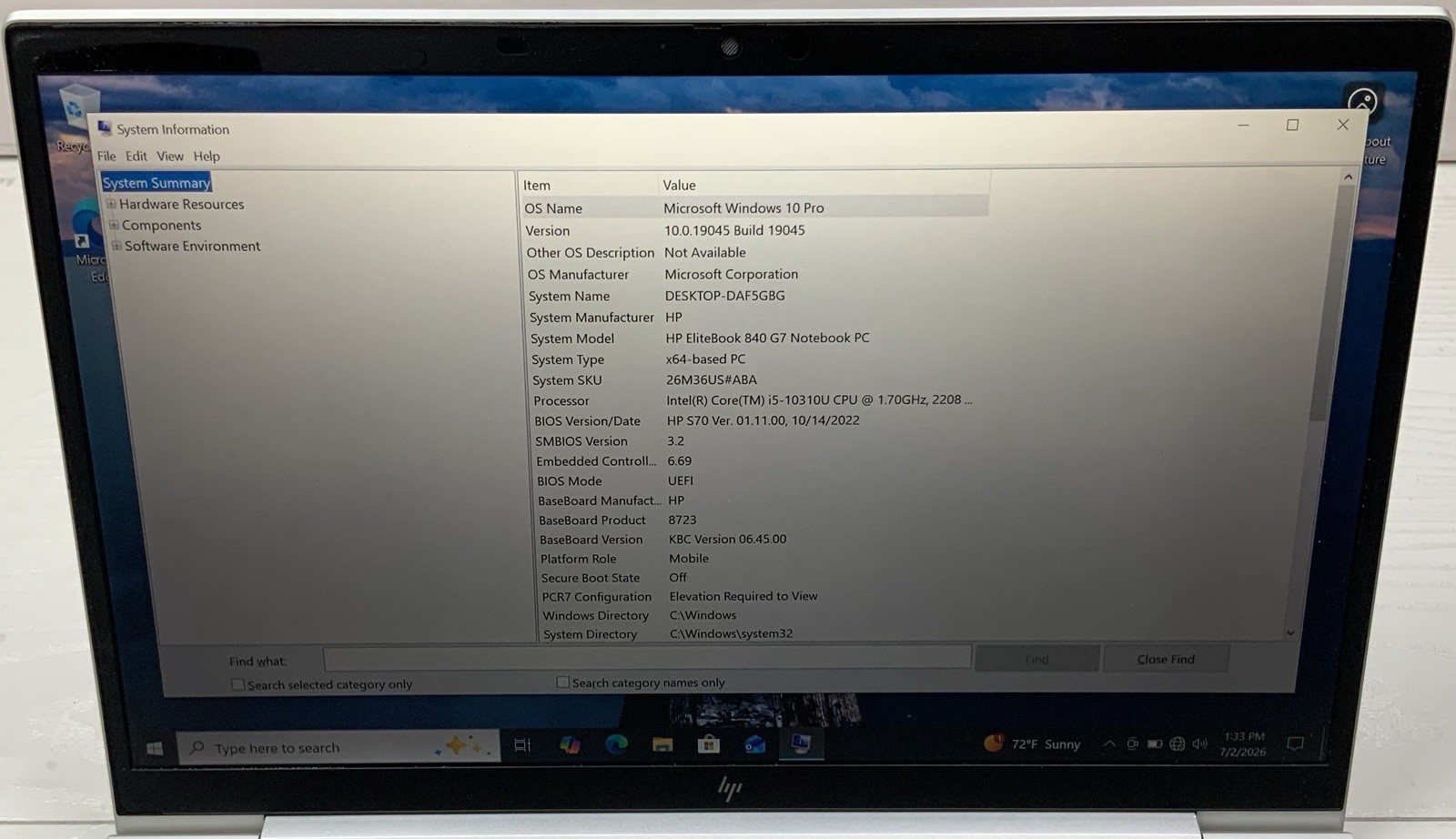 HP EliteBook 840 G7 14″ Intel i5-10310U 16GB DDR4 512GB SSD | Windows 10 Pro
