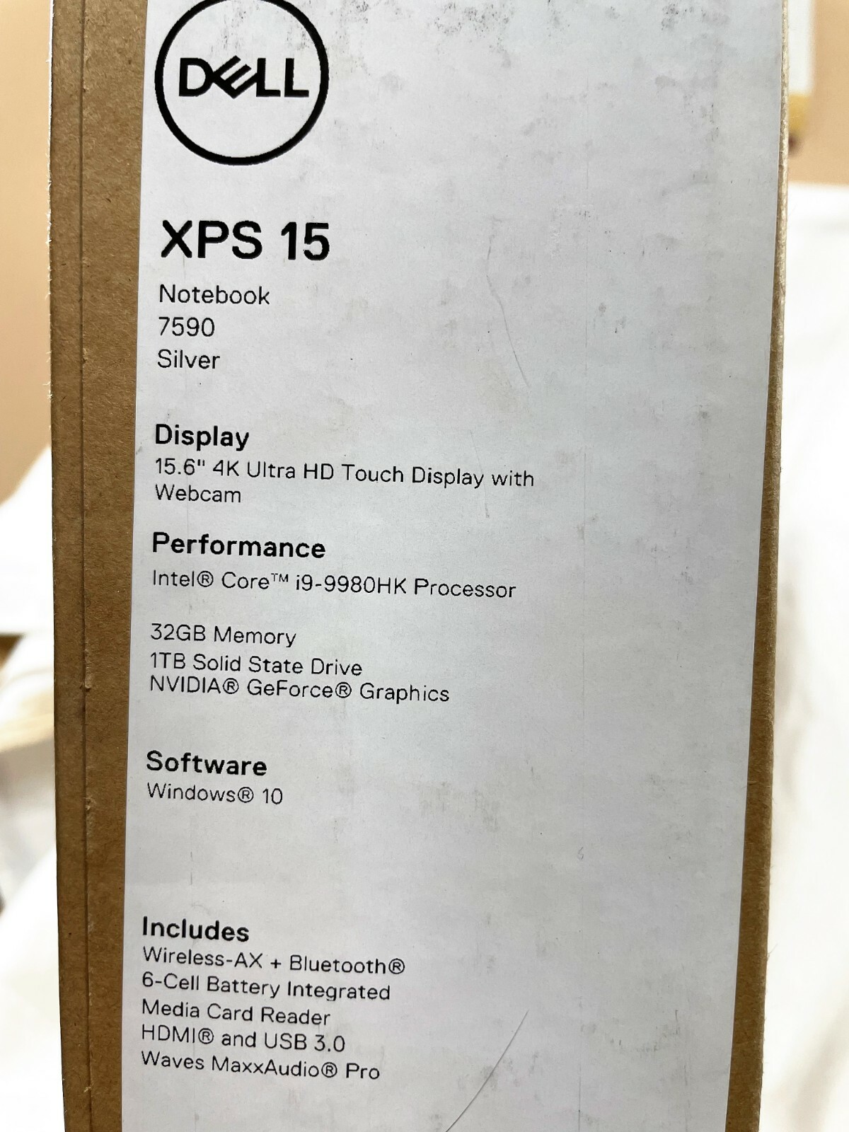 Dell XPS 15 7590 4K TOUCH ✔i9-9980HK ✔32GB ✔1TB SSD✔GTX 4GB ✔W10P