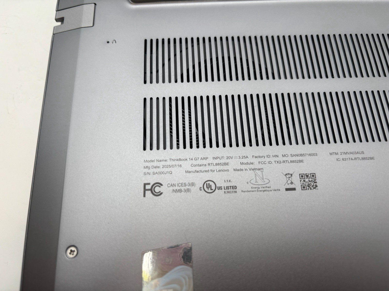 Lenovo ThinkBook 14 G7 ARP 21MV 14″ 256 GB SSD 8 GB RAM Ryzen 5 7535HS