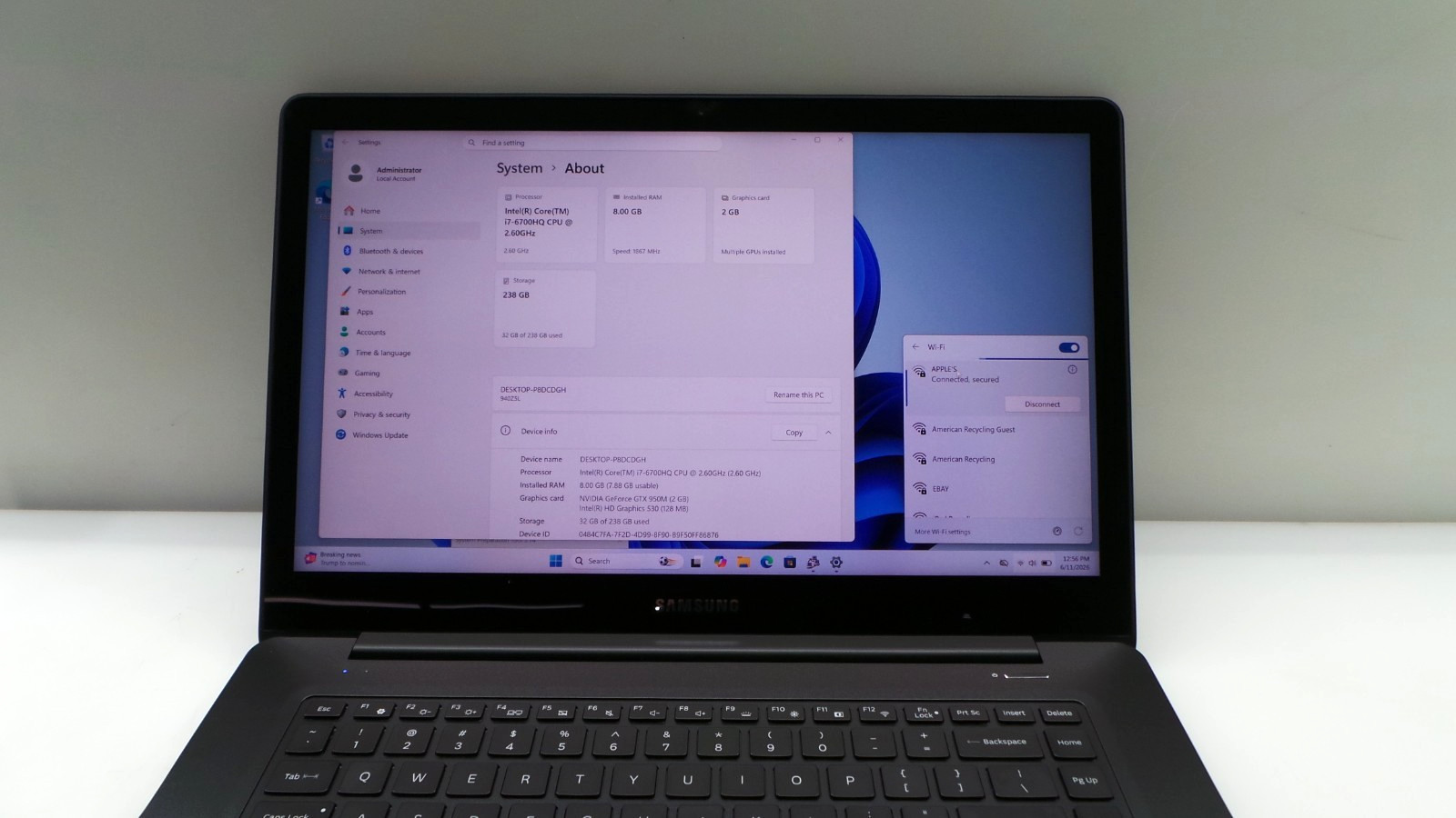 Samsung Notebook NP940Z5L | 15.6″ | i7-6700HQ | 8GB 256GB SSD | Touchscreen