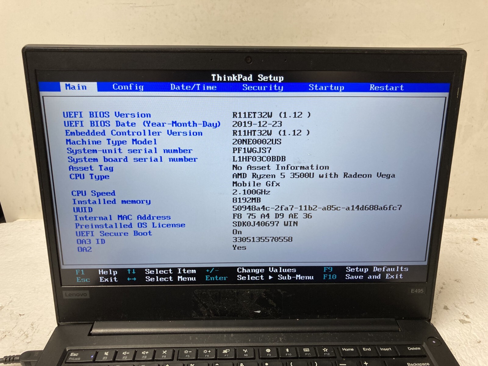 Lenovo Thinkpad E495 AMD Ryzen 5 3500U 8GB RAM NO SSD For Parts *READ