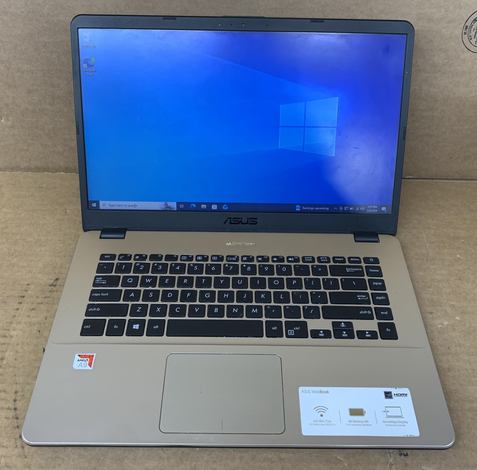 Asus Vivobook 15 X505B 15.6″ AMD A9-9420 RADEON 8GB DDR4 RAM 1TB HDD WIN 10P