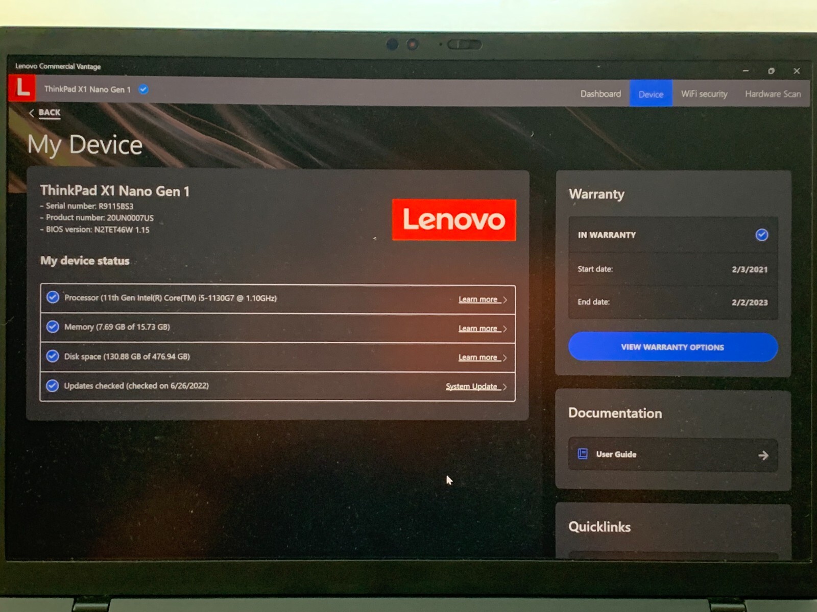 Lenovo ThinkPad X1 Nano Gen 1 13″ 2K i5-1130G7 16GB 512GB SSD FPR IR win10P Wty