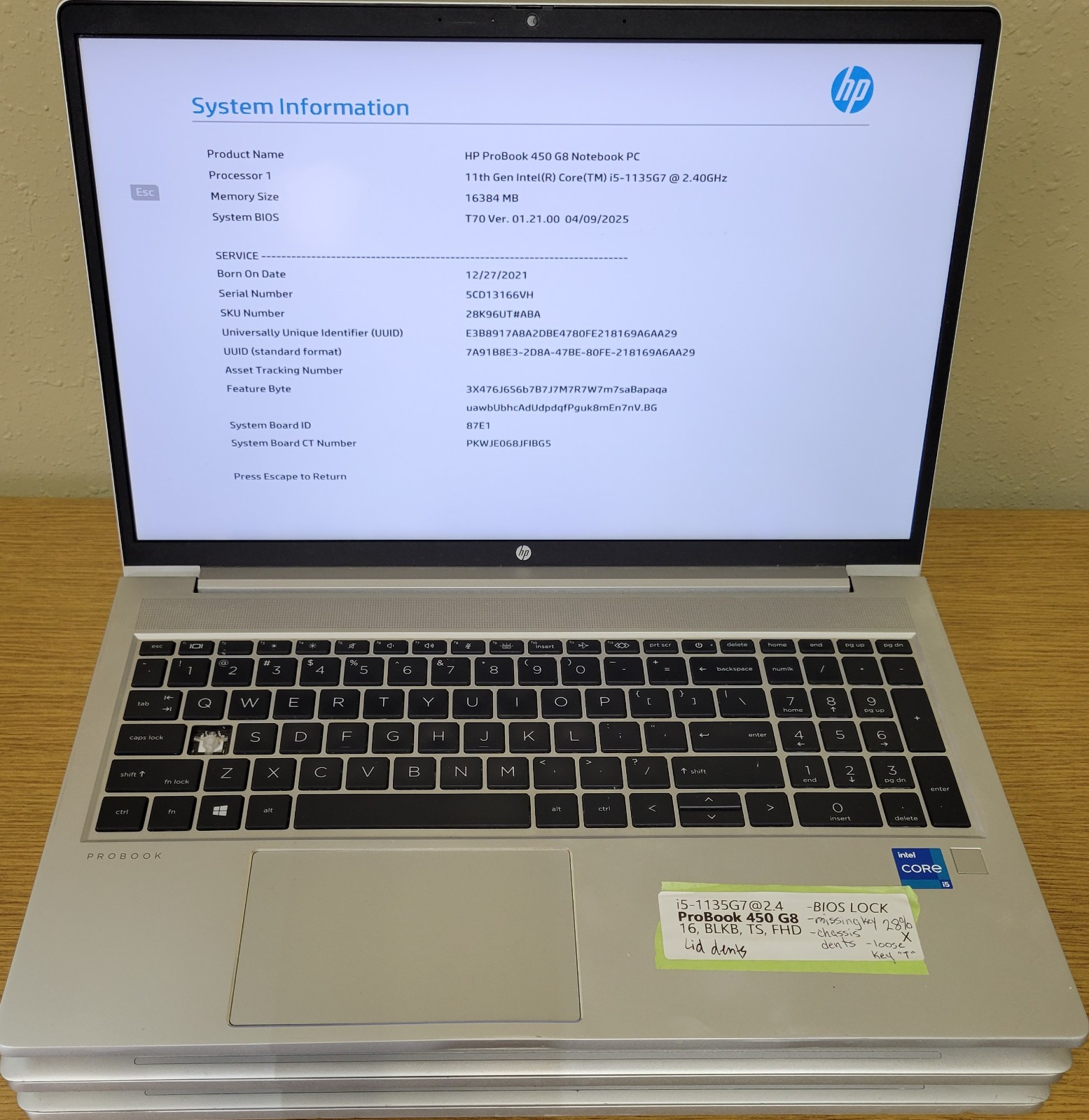 (Lot of 4)HP ProBook 450 G8 i5-1135G7 2.40GHz 8/16GB No OS/SSD **BIOS LOCKED**