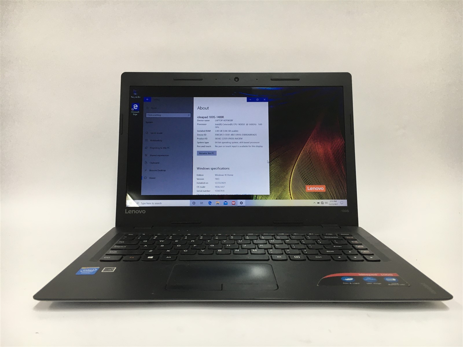 Lenovo IdeaPad 100S-14IBR 14″ Celeron N3050 Dual-Core 2GB RAM 64GB SSD Win10Home