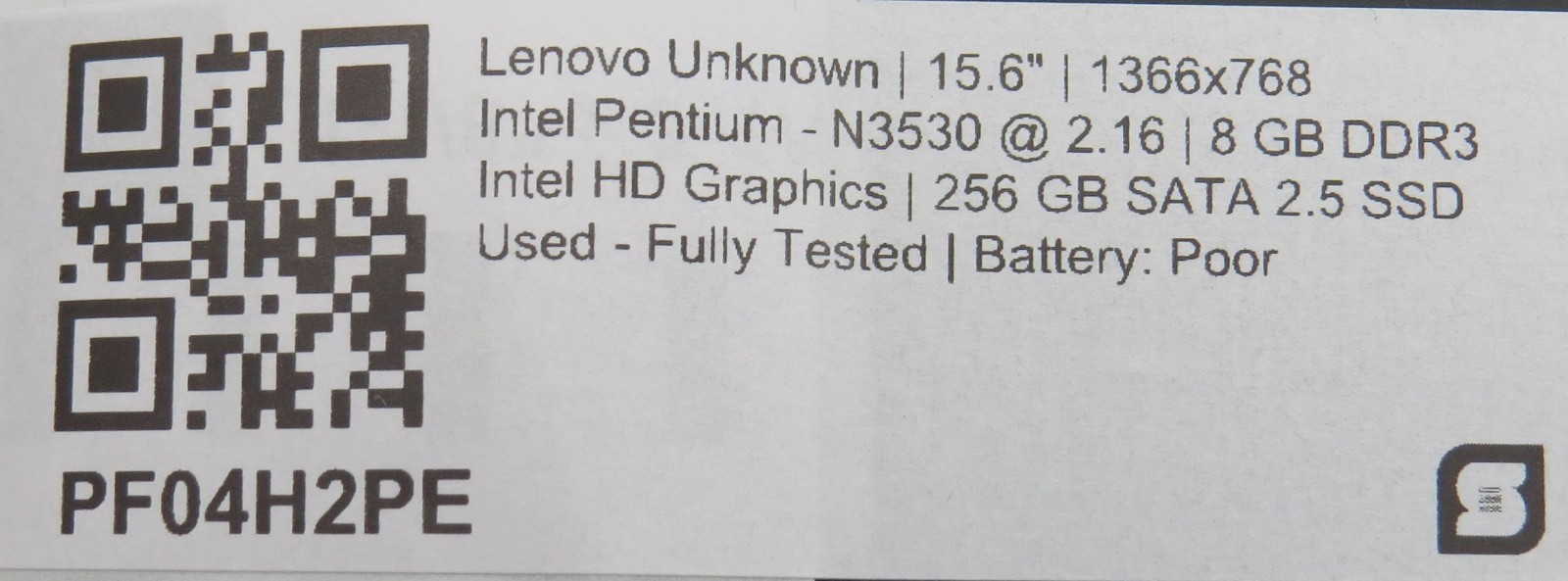 Lenovo G50 | N3530 @ 2.16GHz | 8GB DDR3 | 256GB SSD | 15.6″ | No OS