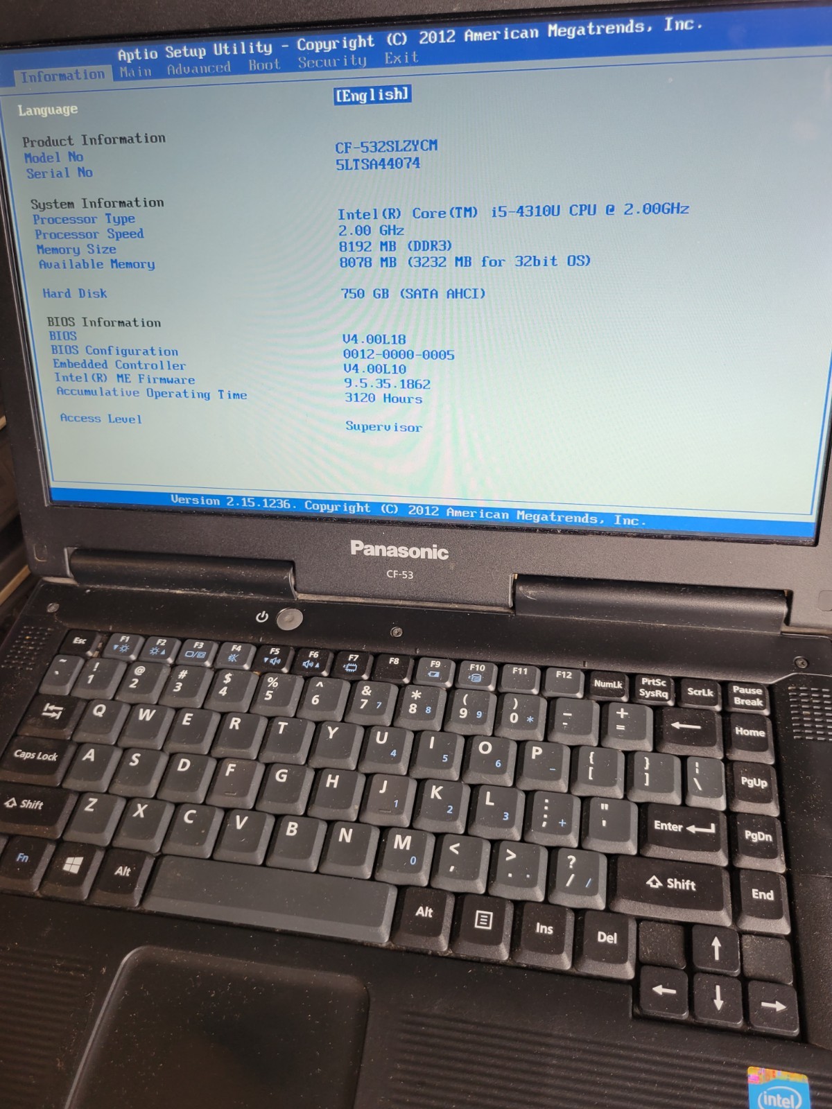 Lot of 3 Panasonic Toughbook CF-53 i5-4310U Laptops 4-8Gb Ram 160-750gb Hdd