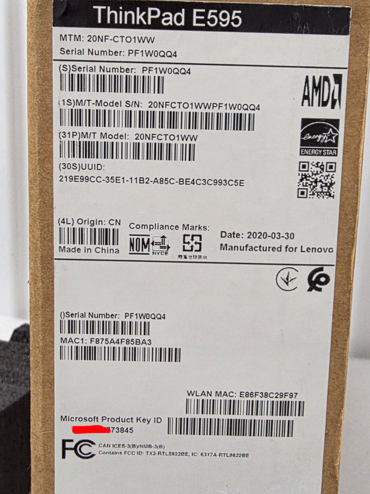 Lenovo ThinkPad E595 AMD Ryzen 3 3200U (8GB RAM ?) 256GB SSD (2020, New)