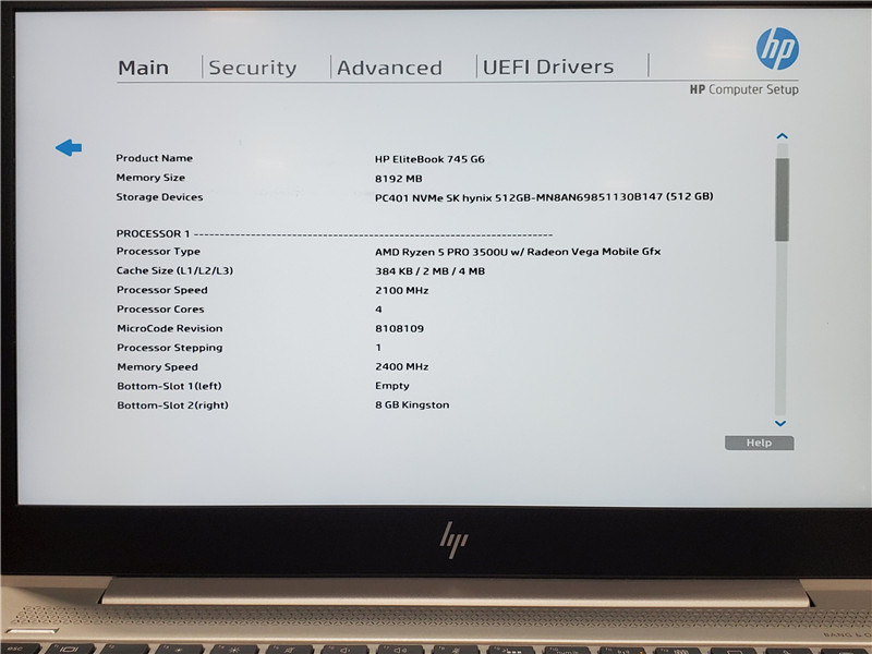 HP EliteBook 745 G6 Laptop Ryzen 5 Pro 3500U 8GB 512GB SSD Win10 COA Grade C