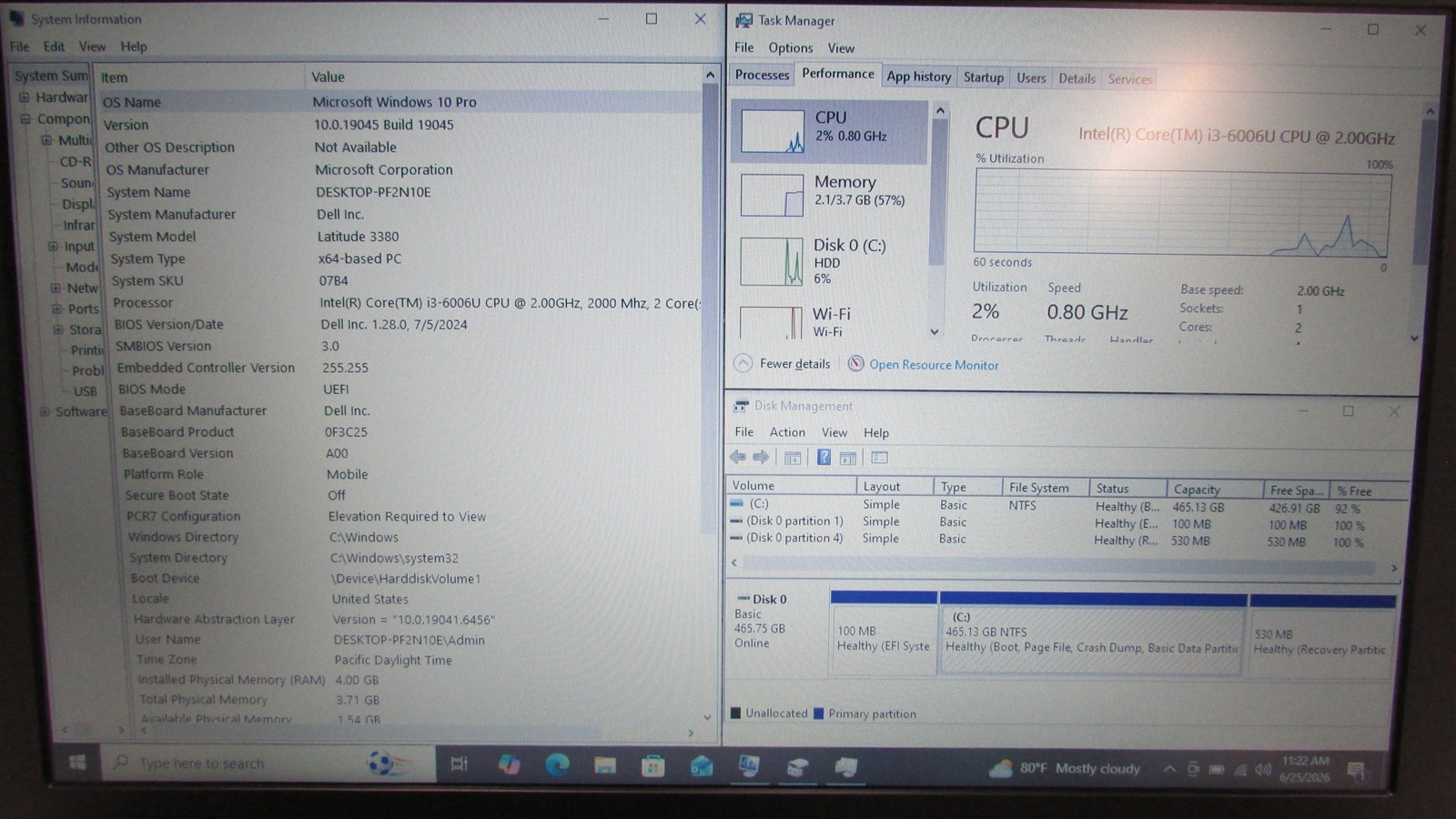 Dell Latitude 3380 i3-6006U 2.0GHz 4GB RAM 500GB HDD 13.3″ Win 10 Pro COSM DMG