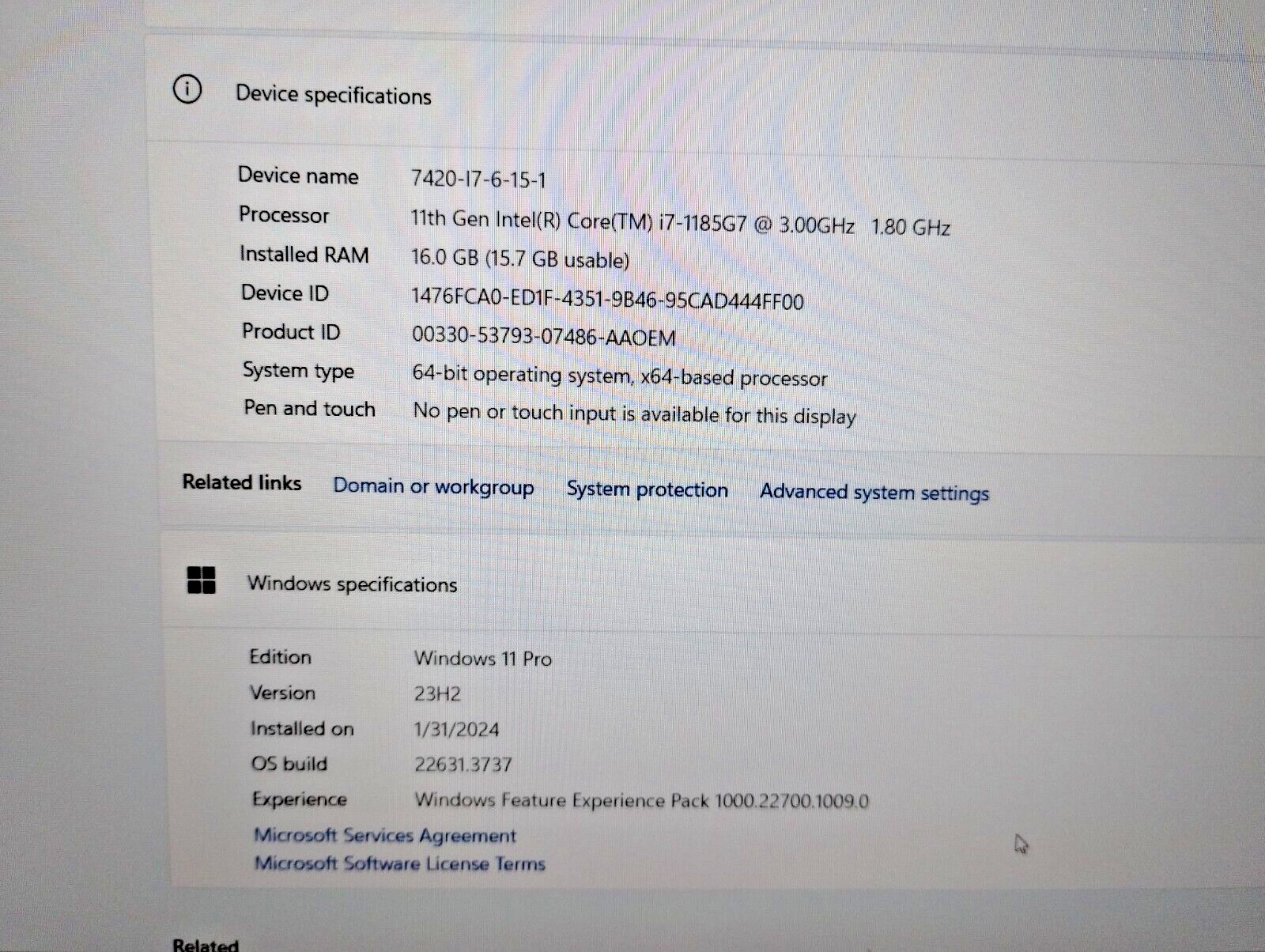 Dell Latitude 7420 14″ FHD 400nits Intel I7-1185G7 16GB RAM Fast 512gb SSD W11Pr